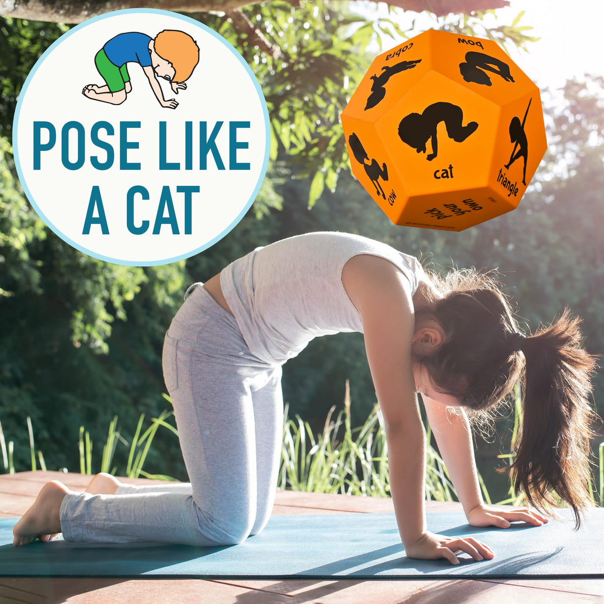 Covelico Yoga Dice for Kids – 12-Sided Foam Pose Dice for Class, Play & PE