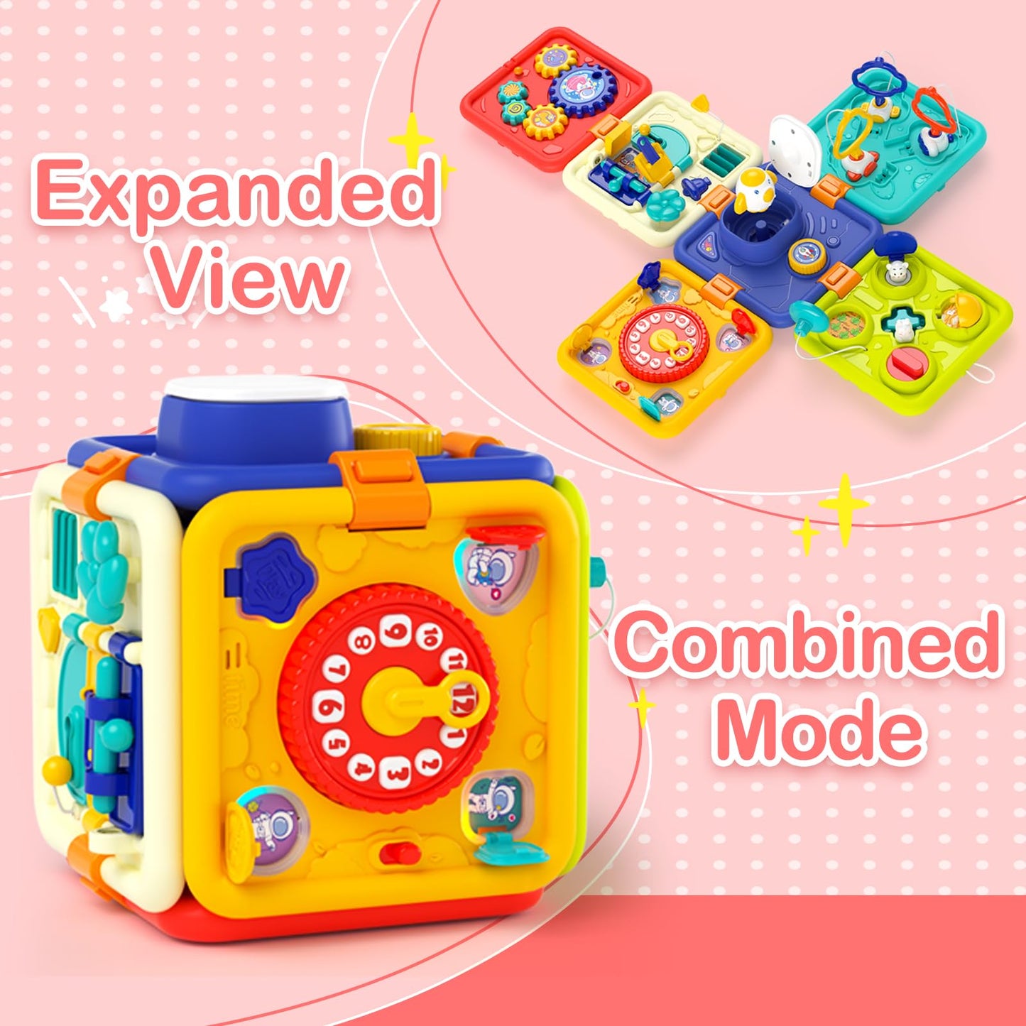 Covsen 6-in-1 Montessori Busy Cube – Sensory Toddler Toy for 1–4 Year Olds