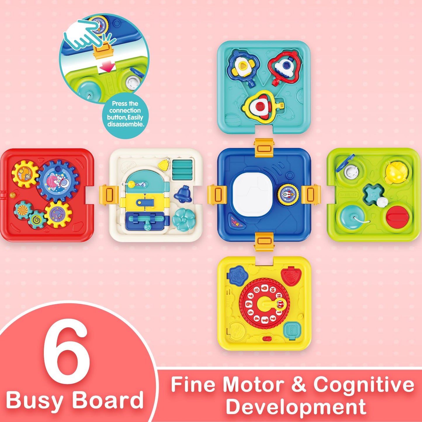 Covsen 6-in-1 Montessori Busy Cube – Sensory Toddler Toy for 1–4 Year Olds