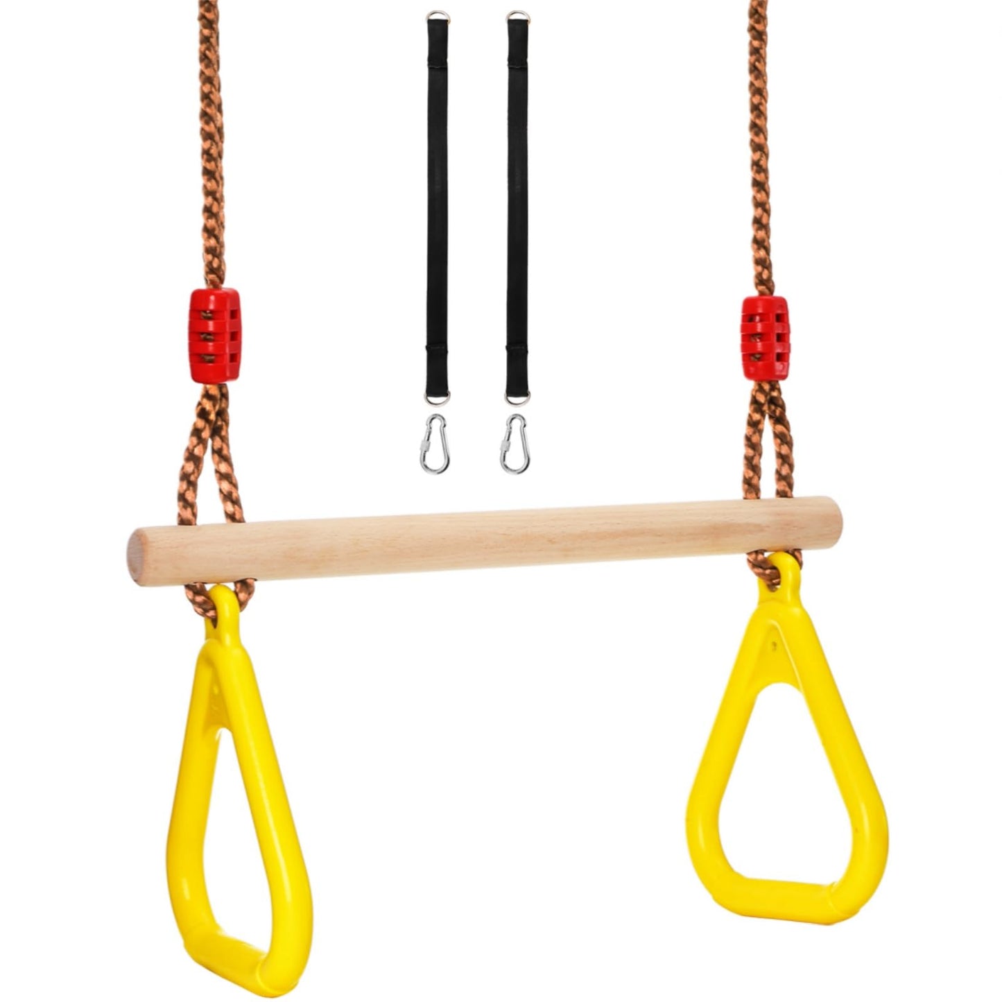Covzoe Trapeze Bar — 16-Inch Adjustable Wooden Swing Set with Rings