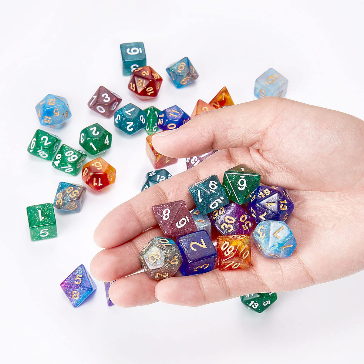 Coyeekn 7x7 DND Dice Set – 49 Polyhedral Dice with Pouch for D&D & Tabletop RPG