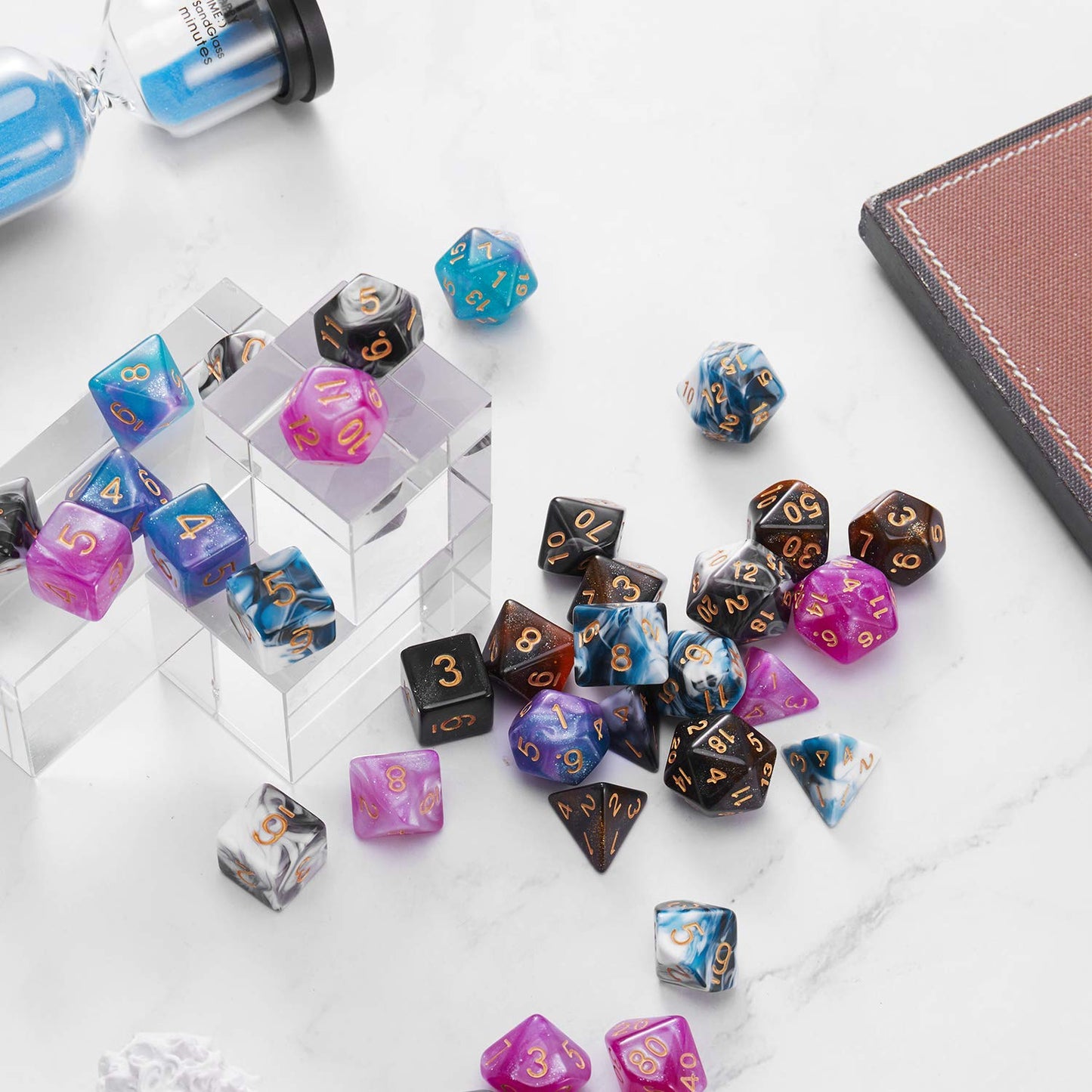 Coyeekn DND Dice Set — 140-Piece Polyhedral Dice in 20 Colors with Large Velvet Drawstring Bag
