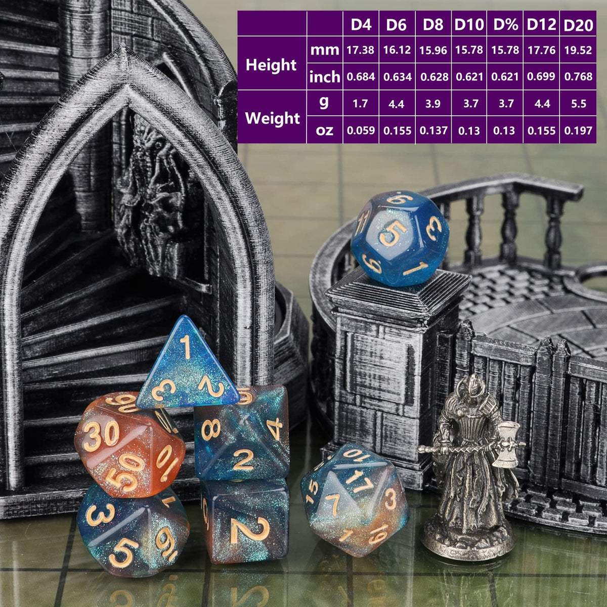 Coyeekn 7x7 DND Dice Set – 49 Polyhedral Dice with Pouch for D&D & Tabletop RPG