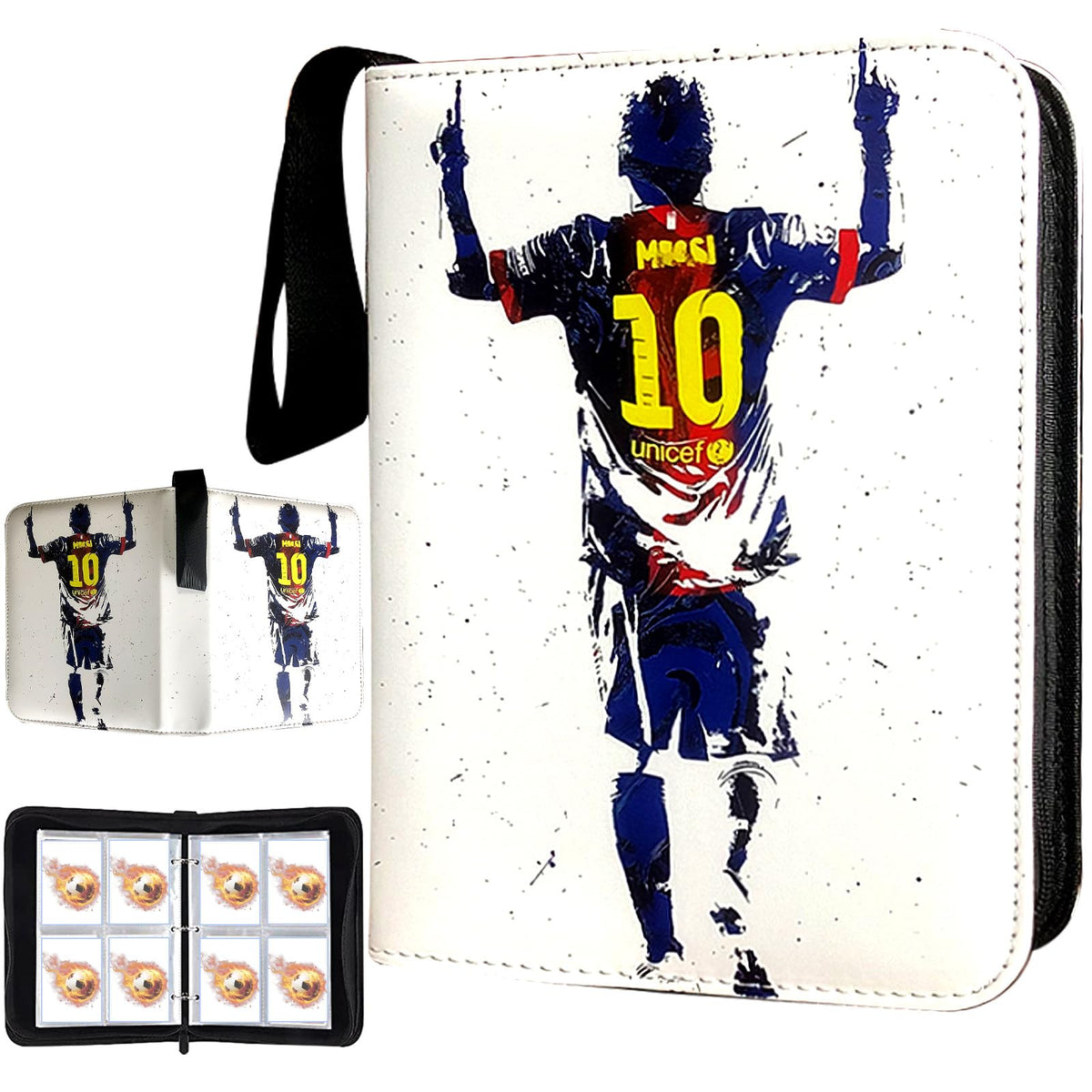 COYORO Soccer Card Binder — 4-Pocket Pages, 50 Removable Sleeves, 3-Ring Zipper Binder for 400 Cards