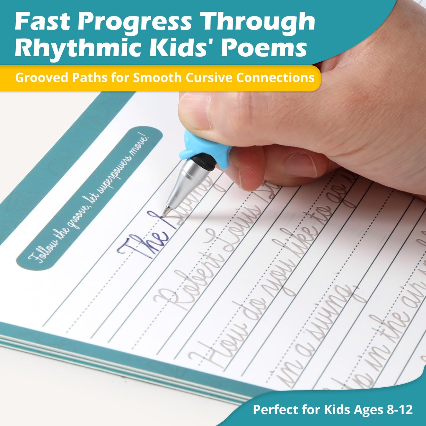 Cozodome Grooved Cursive Handwriting Workbook for Kids – Reusable Magic Ink & 3D Tactile Lines