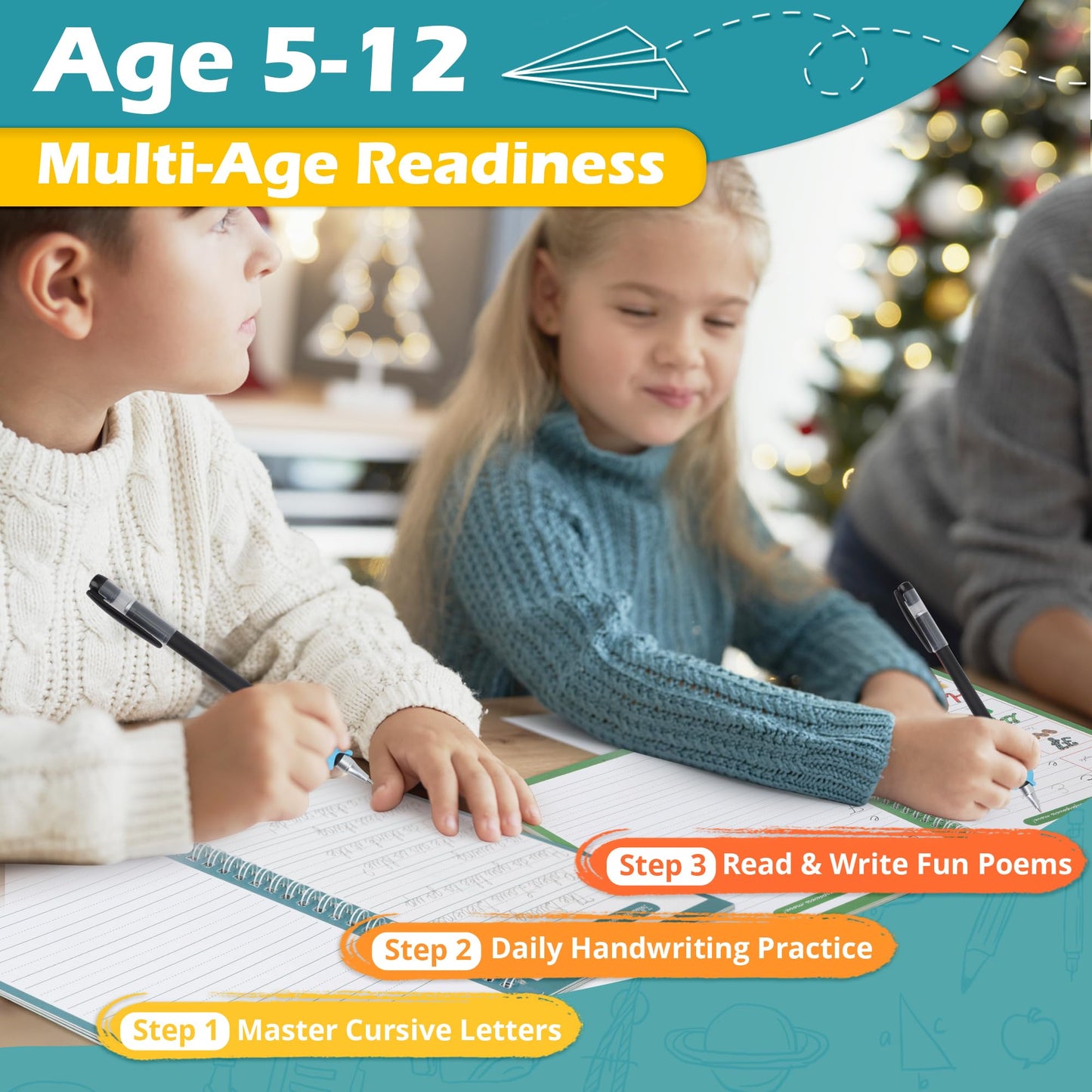 Cozodome Grooved Cursive Handwriting Workbook for Kids – Reusable Magic Ink & 3D Tactile Lines