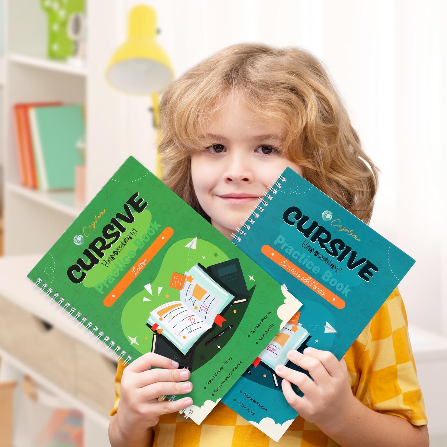 Cozodome Grooved Cursive Handwriting Workbook for Kids – Reusable Magic Ink & 3D Tactile Lines