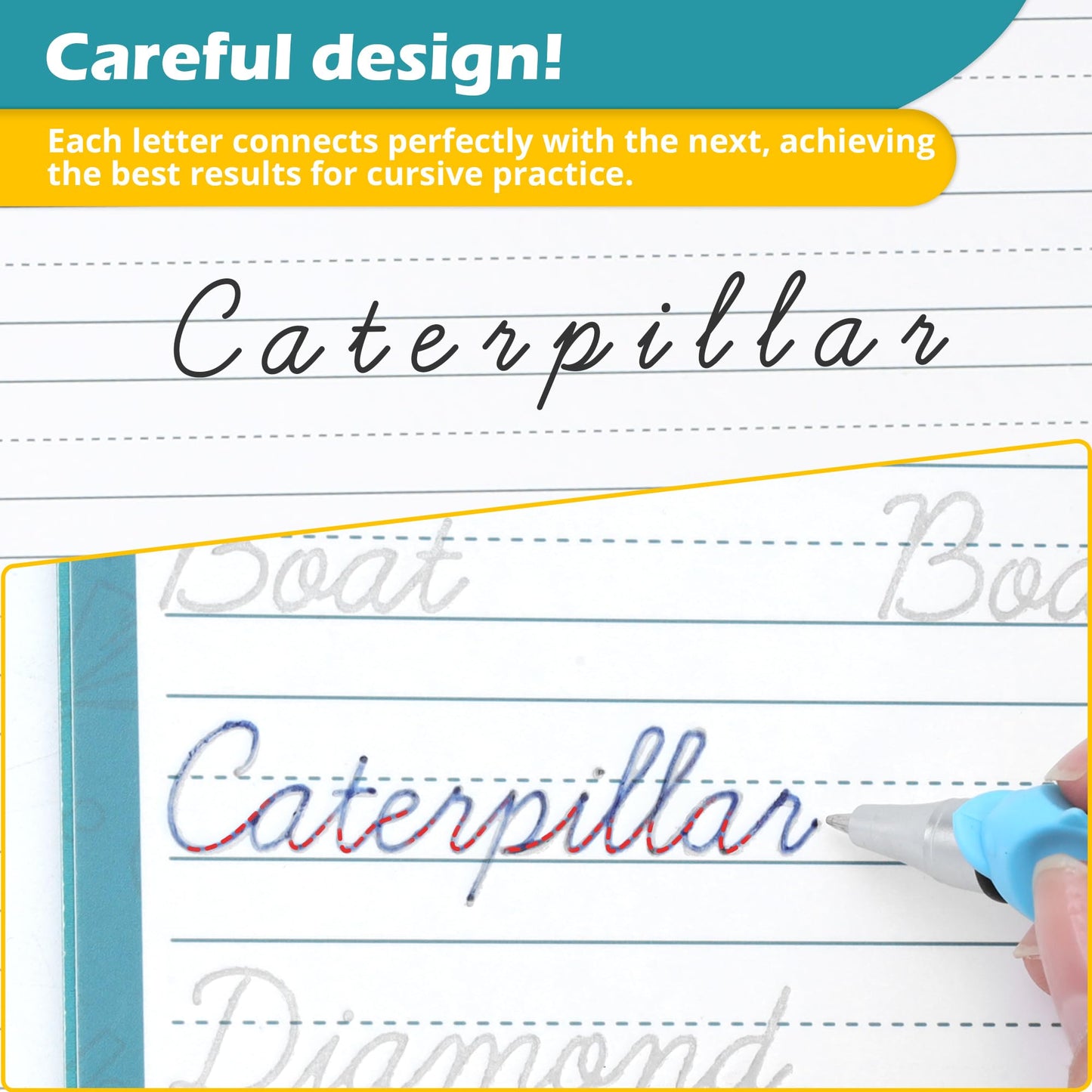 Cozodome Grooved Cursive Handwriting Workbook for Kids – Reusable Magic Ink & 3D Tactile Lines