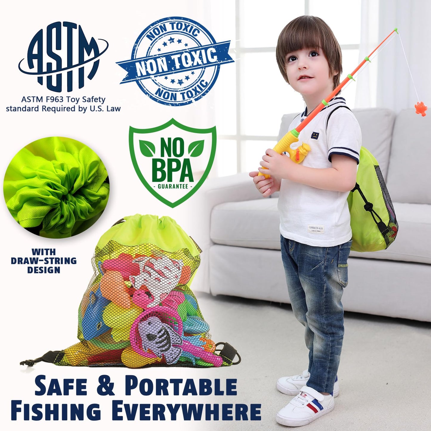 CozyBomB Magnetic Fishing Toys Set for Kids | Water Table & Bath Toy
