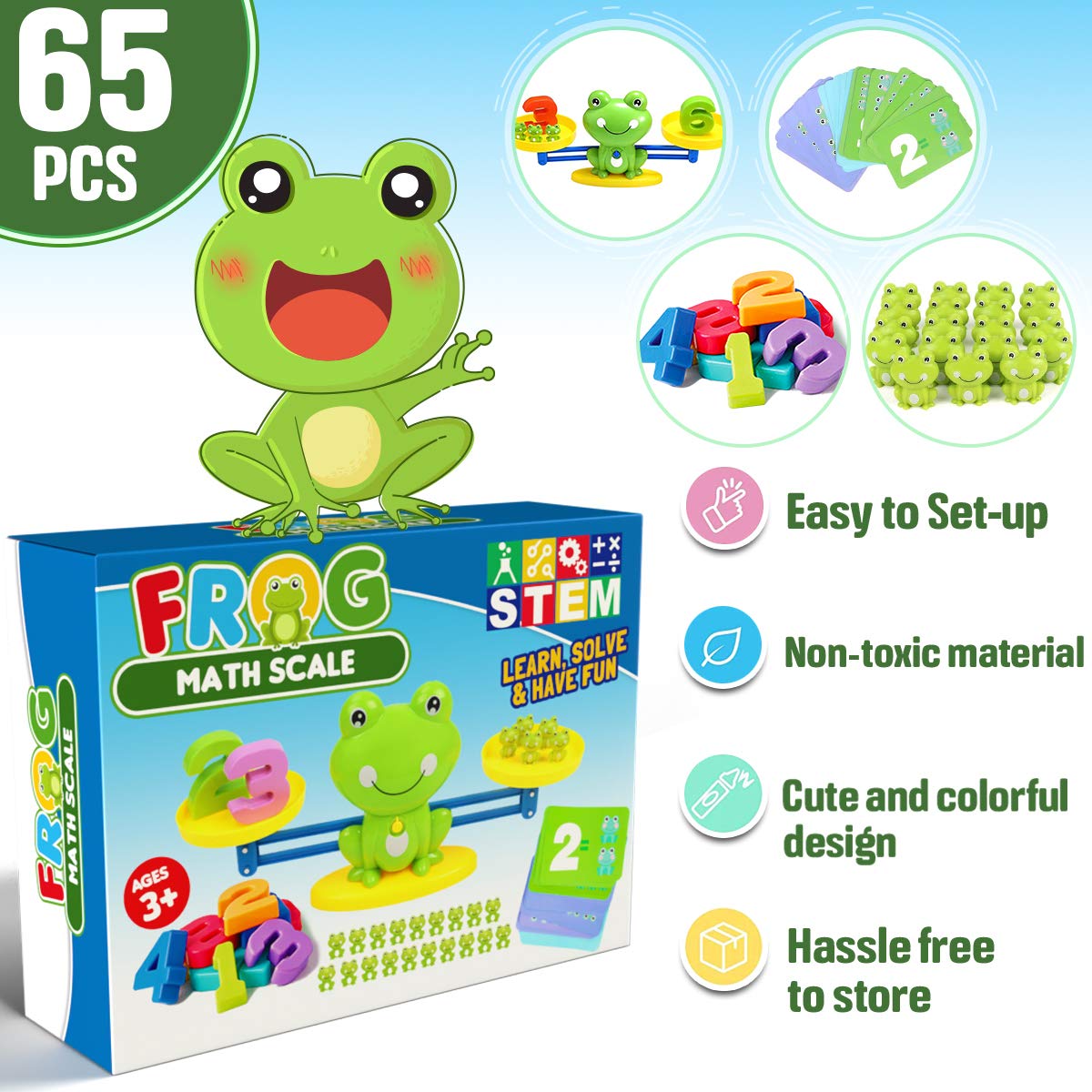 CozyBomB Frog Scale Cards Balance Board – Preschool Math & STEM Toy for Ages 3–6