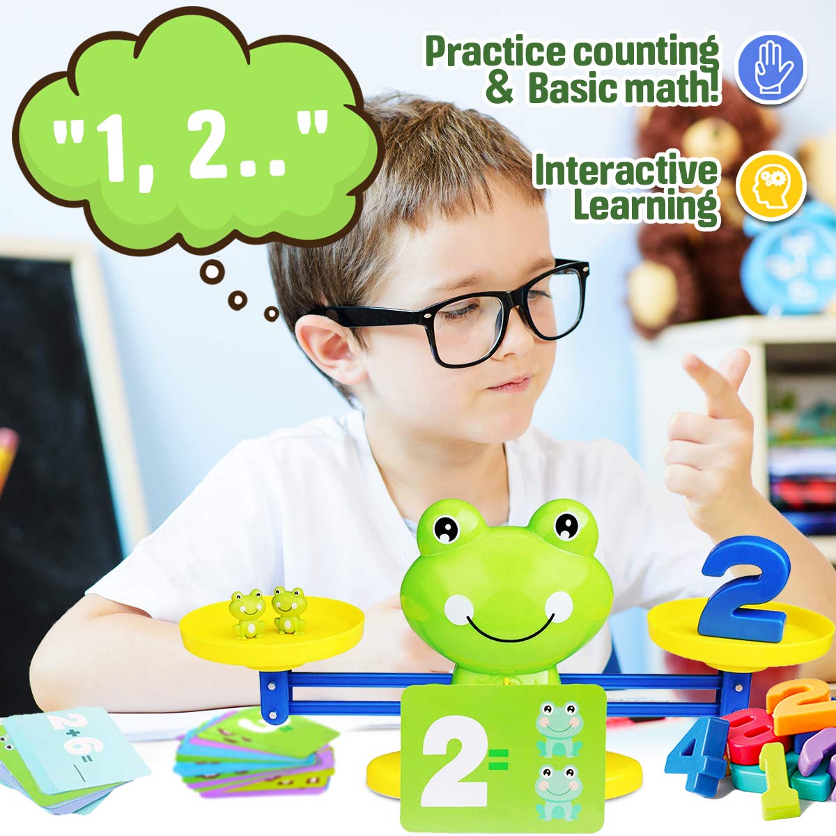 CozyBomB Frog Scale Cards Balance Board – Preschool Math & STEM Toy for Ages 3–6