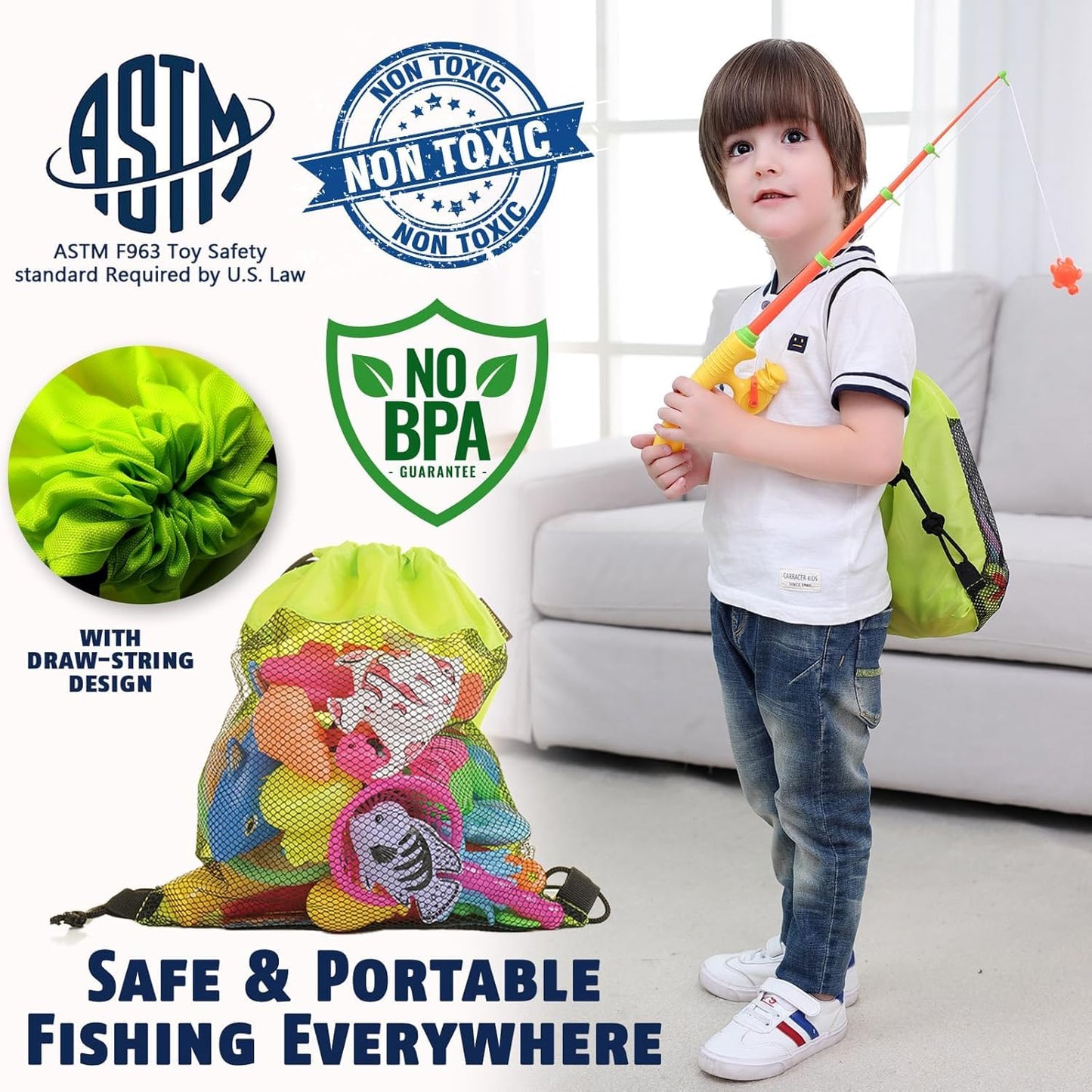 CozyBomB Magnetic Fishing Toys Game Set for Kids – Water Table & Bath Play (Ages 3-8)