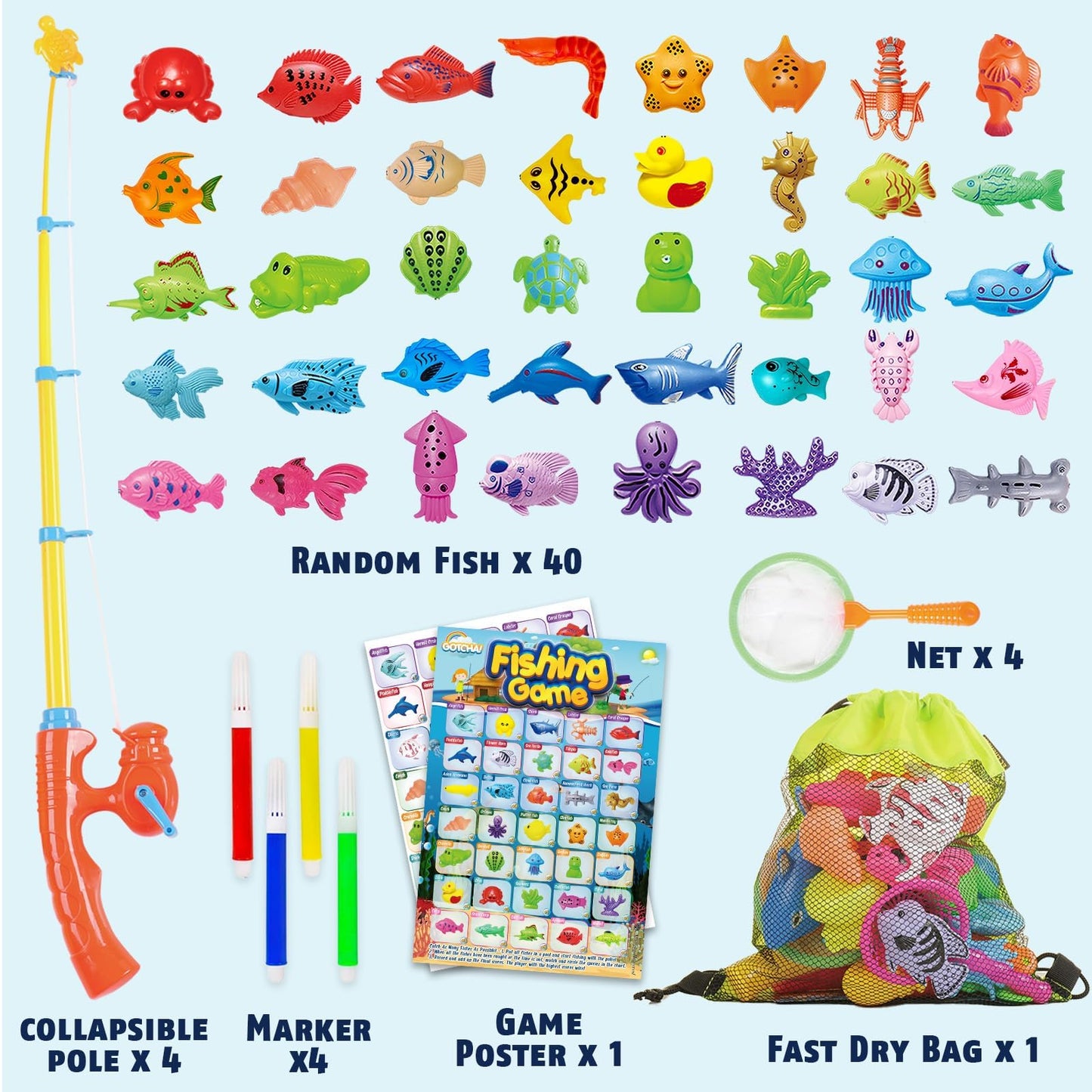 CozyBomB Magnetic Fishing Toys Game Set for Kids – Water Table & Bath Play (Ages 3-8)