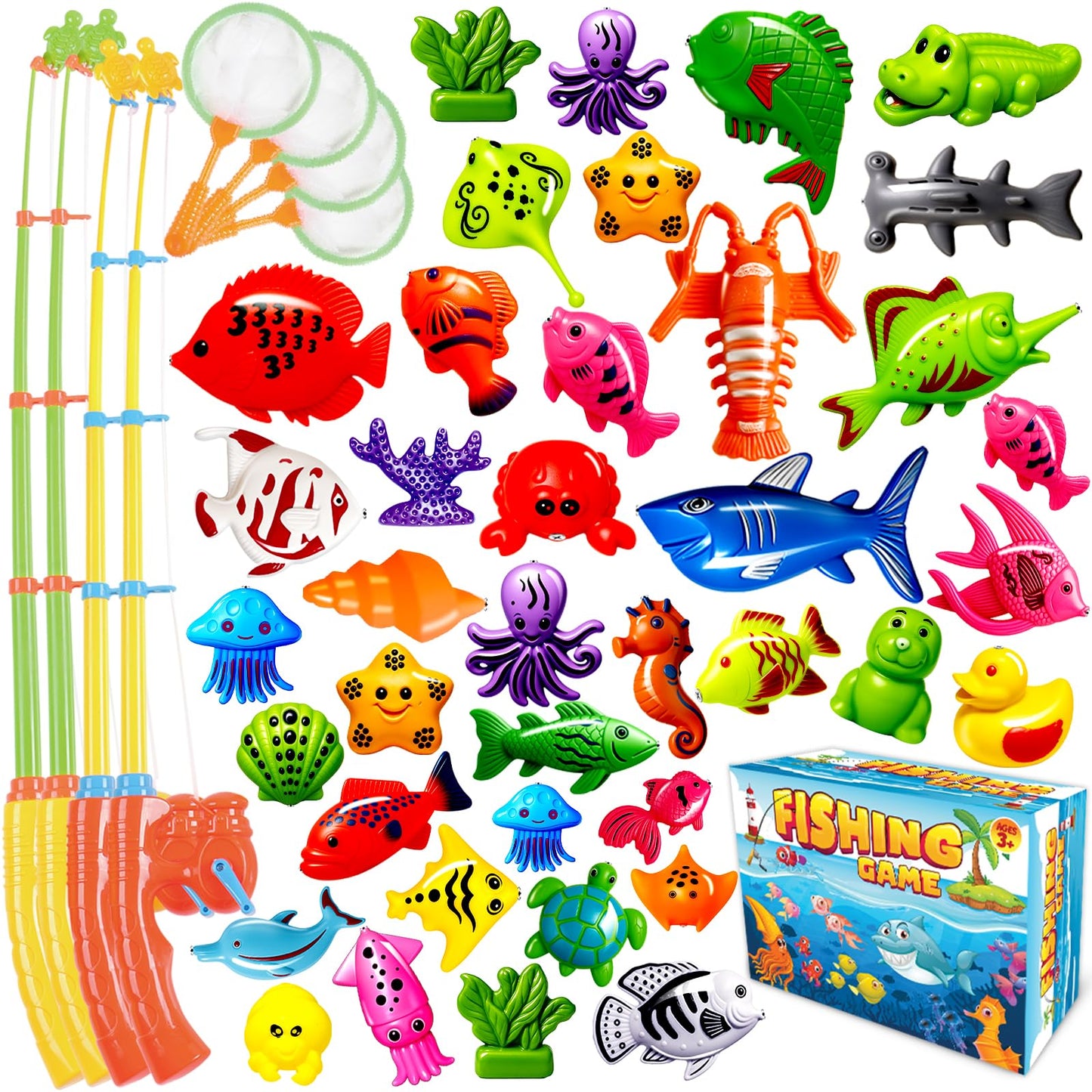 CozyBomB Magnetic Fishing Toys Game Set for Kids – Water Table & Bath Play (Ages 3-8)