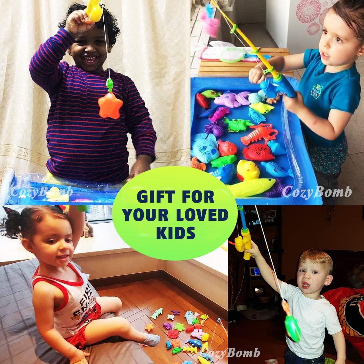 CozyBomB Magnetic Fishing Toys Set for Kids | Water Table & Bath Toy