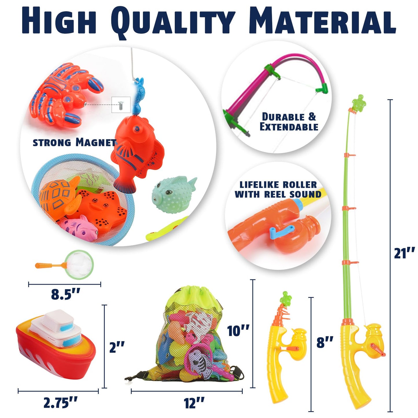 CozyBomB Magnetic Fishing Toys Set for Kids | Water Table Bath Play