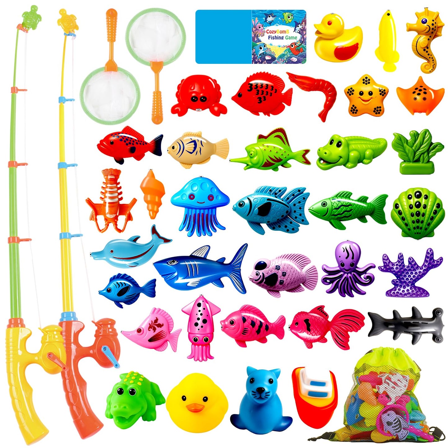 CozyBomB Magnetic Fishing Toys Set for Kids | Water Table Bath Play