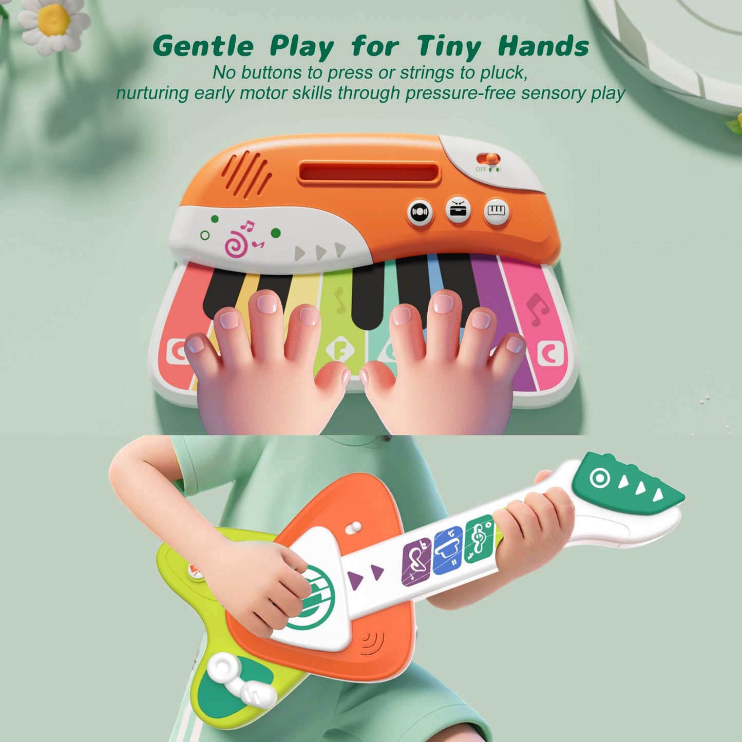 Cozybuy Toddler Guitar & Piano — 2-in-1 Music Toy for Ages 1-3
