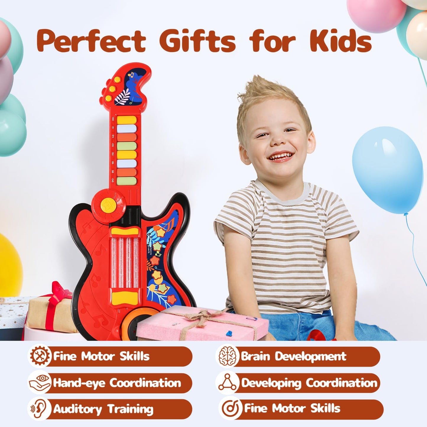 Cozybuy 4-in-1 Kid Guitar & Piano Toy for Toddlers (Ages 2-5) – Lullaby Projector & Lights