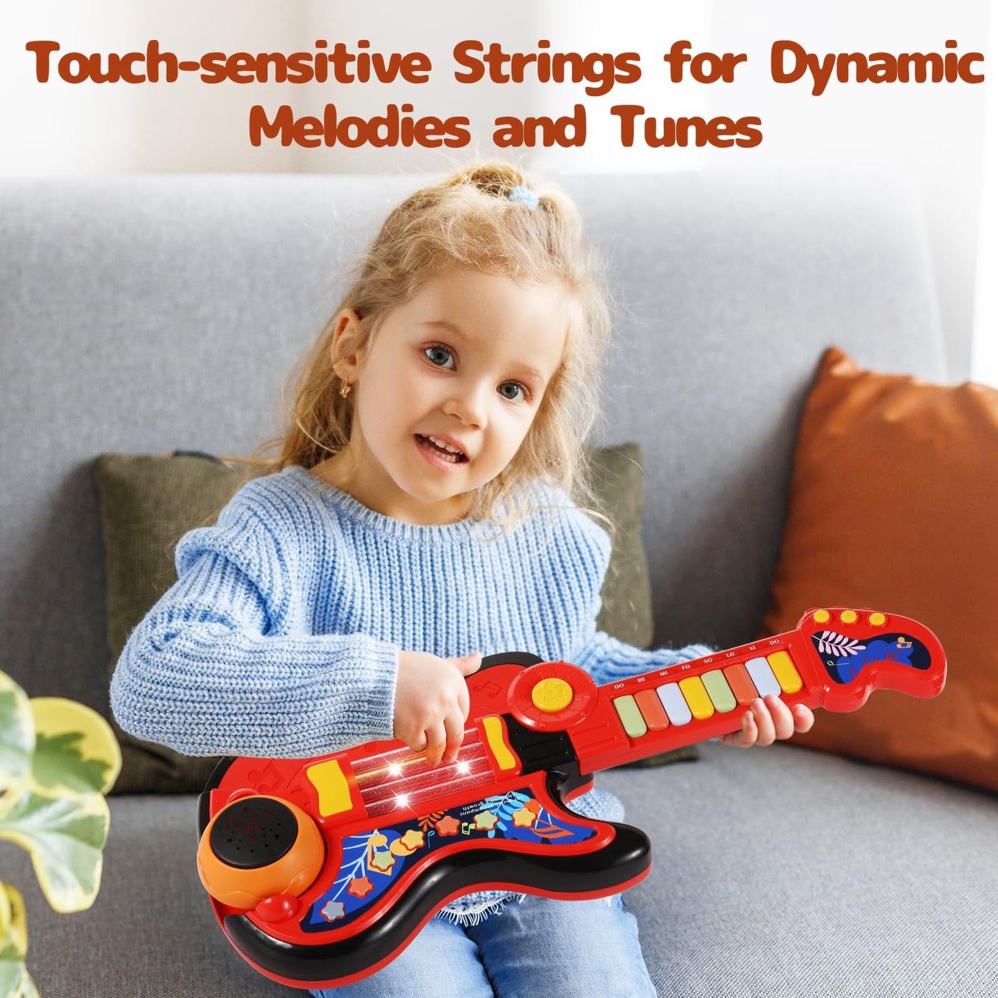 Cozybuy 4-in-1 Kid Guitar & Piano Toy for Toddlers (Ages 2-5) – Lullaby Projector & Lights