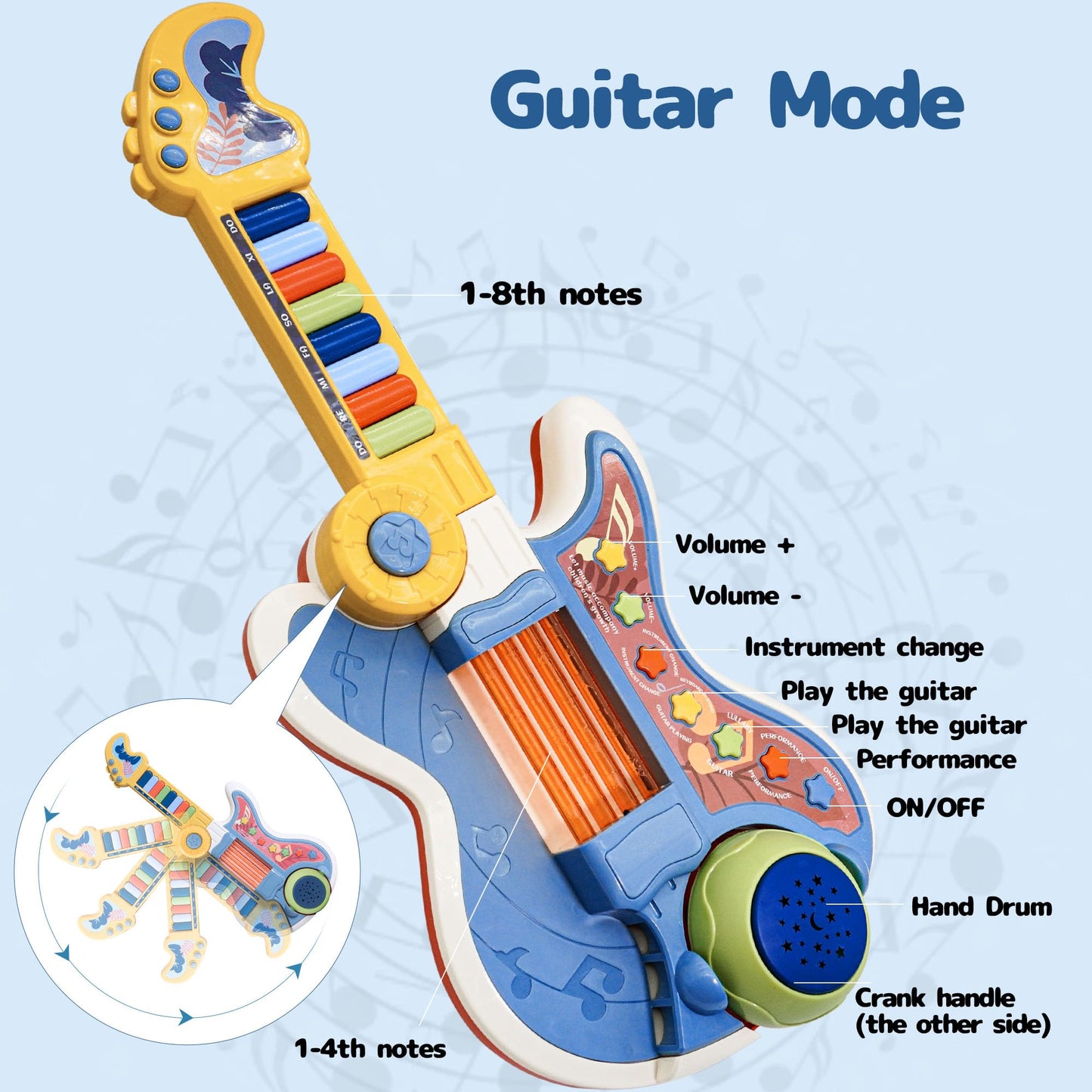 Cozybuy 4-in-1 Toddler Guitar & Piano Toy with Lullaby Projector – 2-5 Year Old Gift