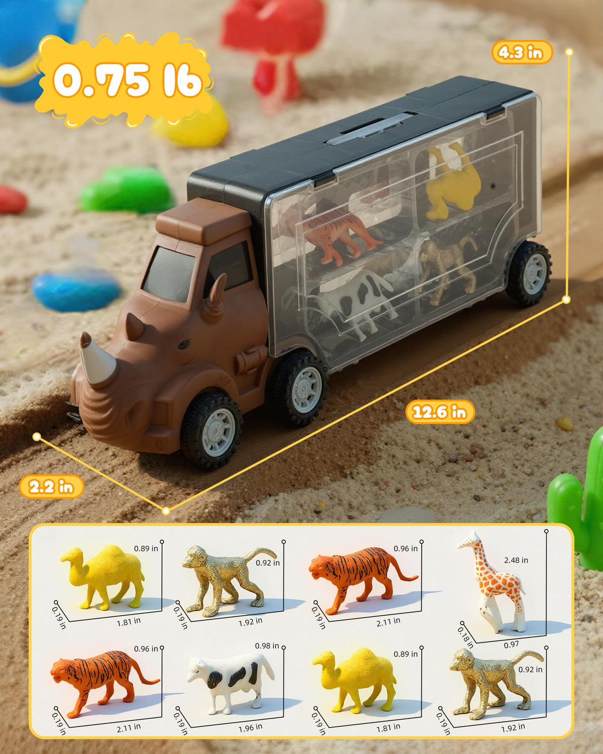 Cozycharm 9-in-1 Animals Truck | Learning Carrier for Kids 3–6 with 8 Mini Animal Vehicles