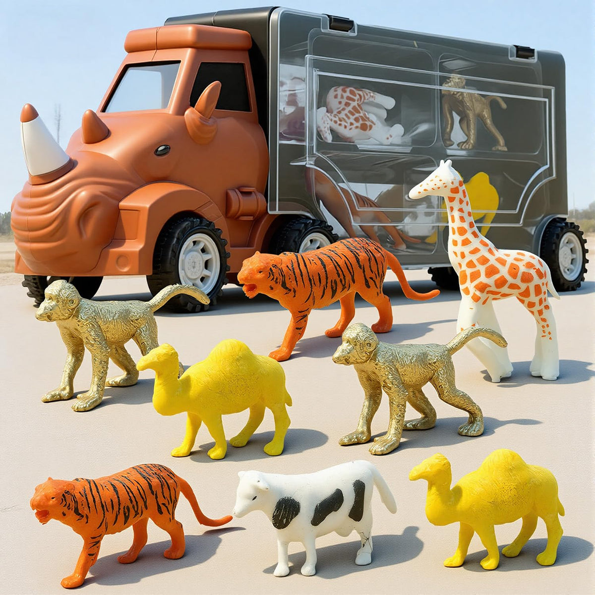 Cozycharm 9-in-1 Animals Truck | Learning Carrier for Kids 3–6 with 8 Mini Animal Vehicles