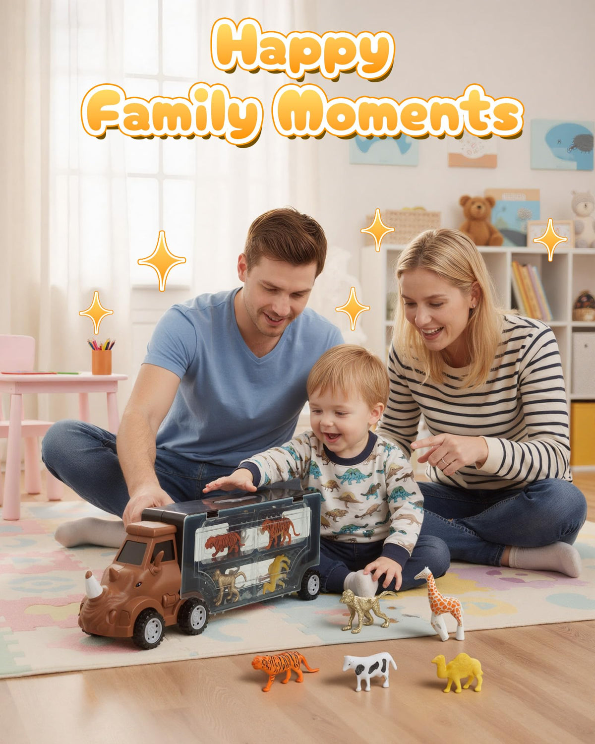 Cozycharm 9-in-1 Animals Truck | Learning Carrier for Kids 3–6 with 8 Mini Animal Vehicles
