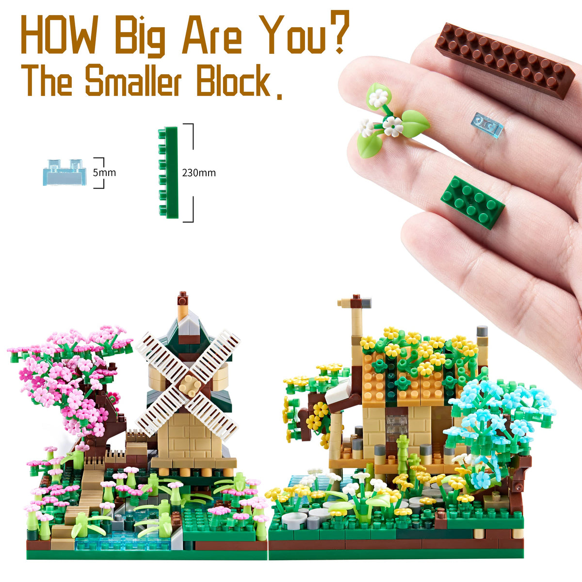 COZYMASS Tree House River Windmill & Port Cabin Model – DIY Street View Blocks for Adults