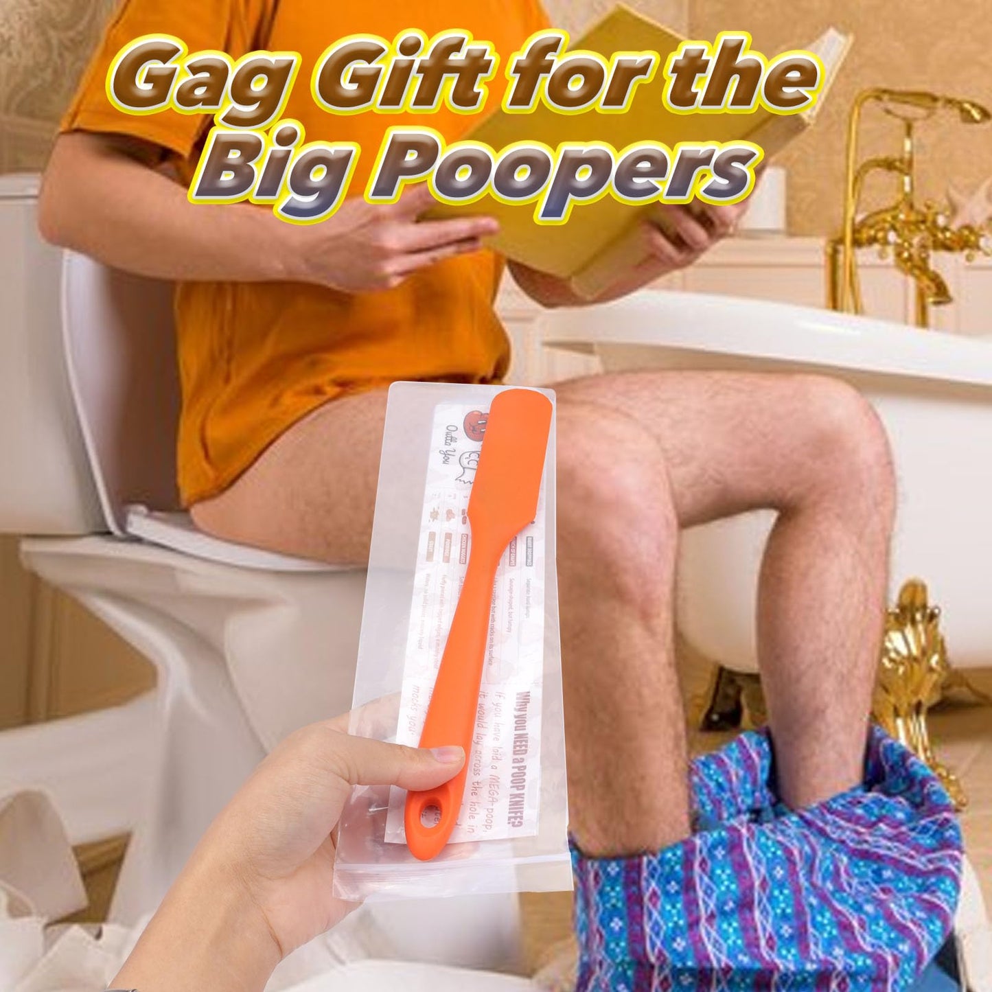 COZYMATE Big Size Poop Divider Knife 12.5in – Orange Toilet Accessory