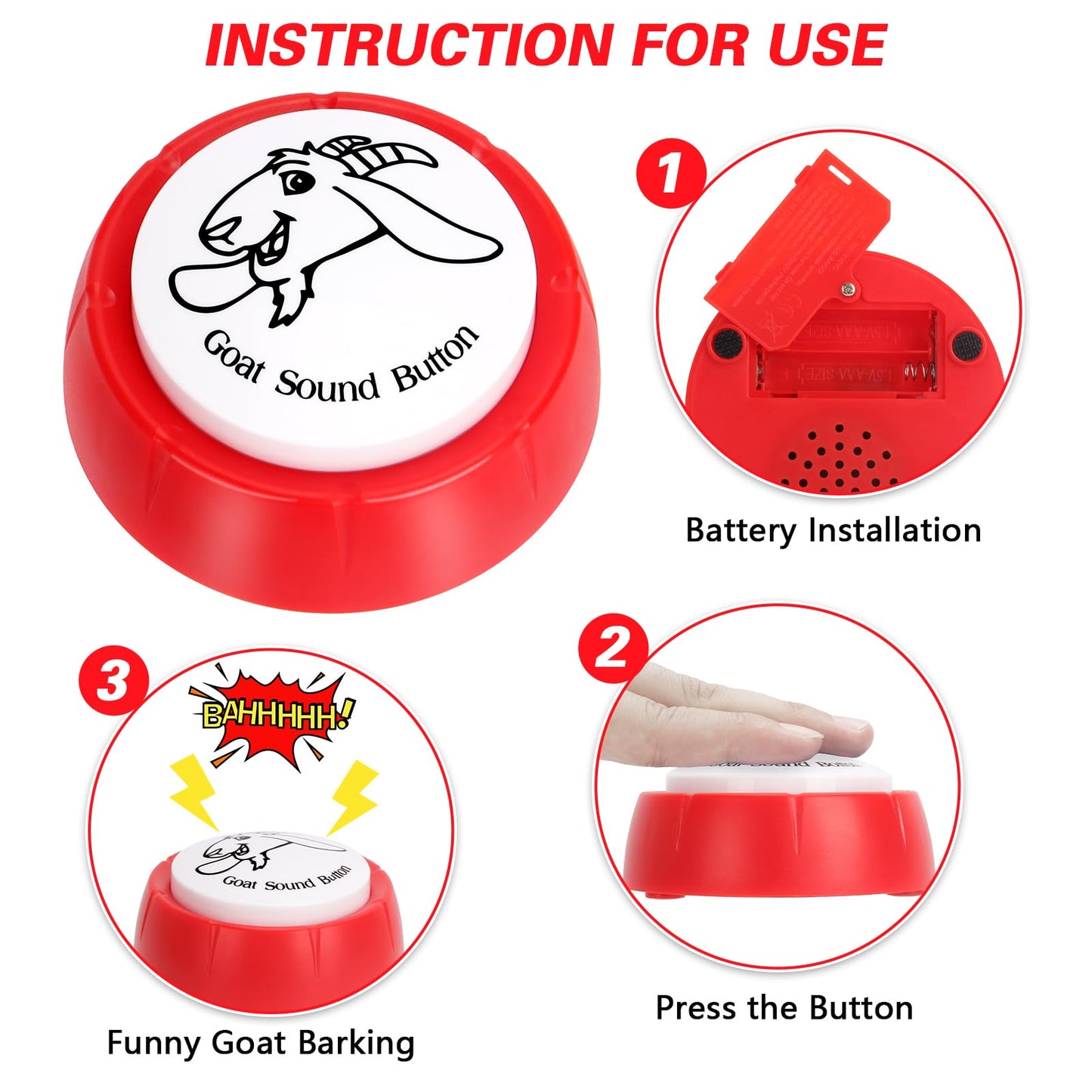 COZYMATE Shrieking Goat Button – Goat Sound Prank for Office & Party