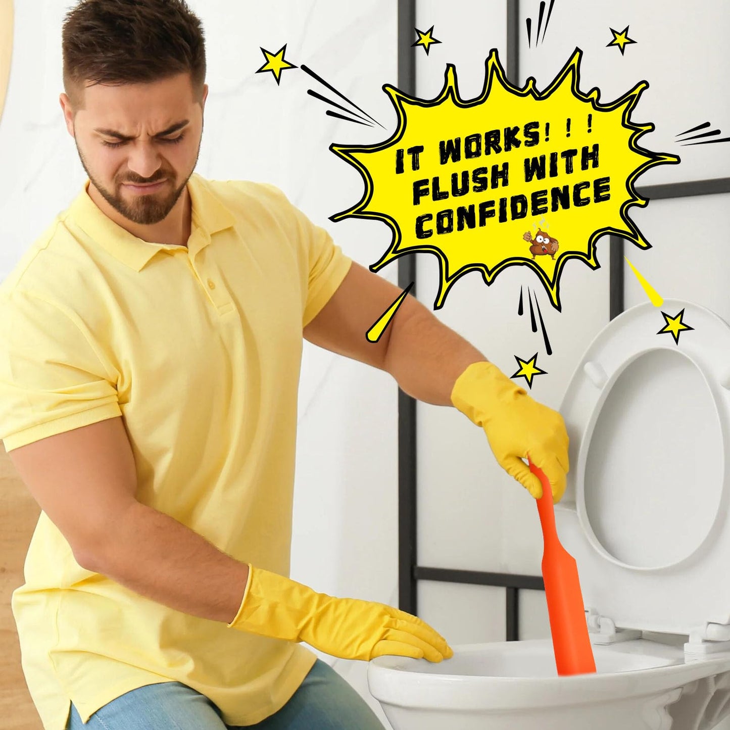 COZYMATE Big Size Poop Divider Knife 12.5in – Orange Toilet Accessory
