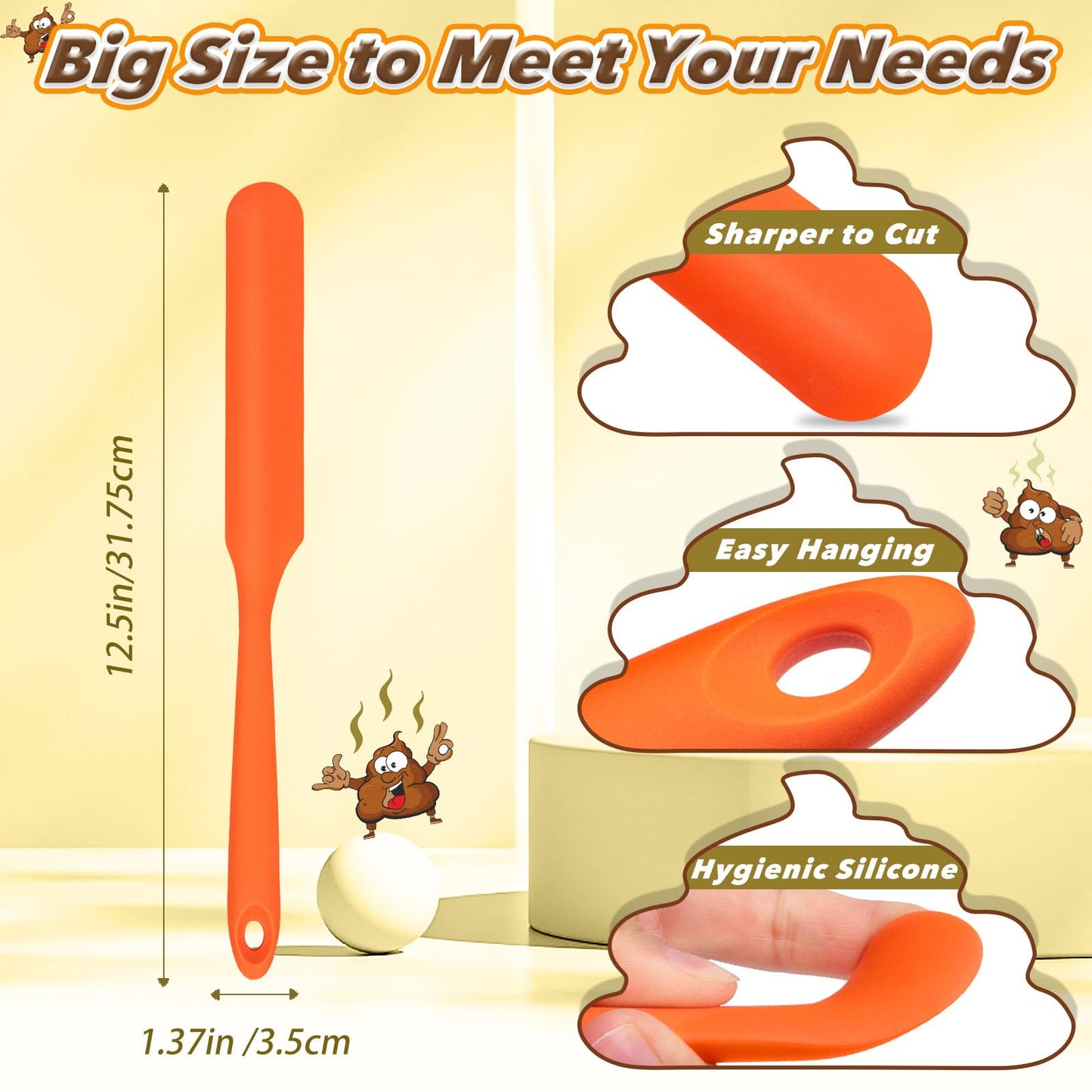 COZYMATE Big Size Poop Divider Knife 12.5in – Orange Toilet Accessory