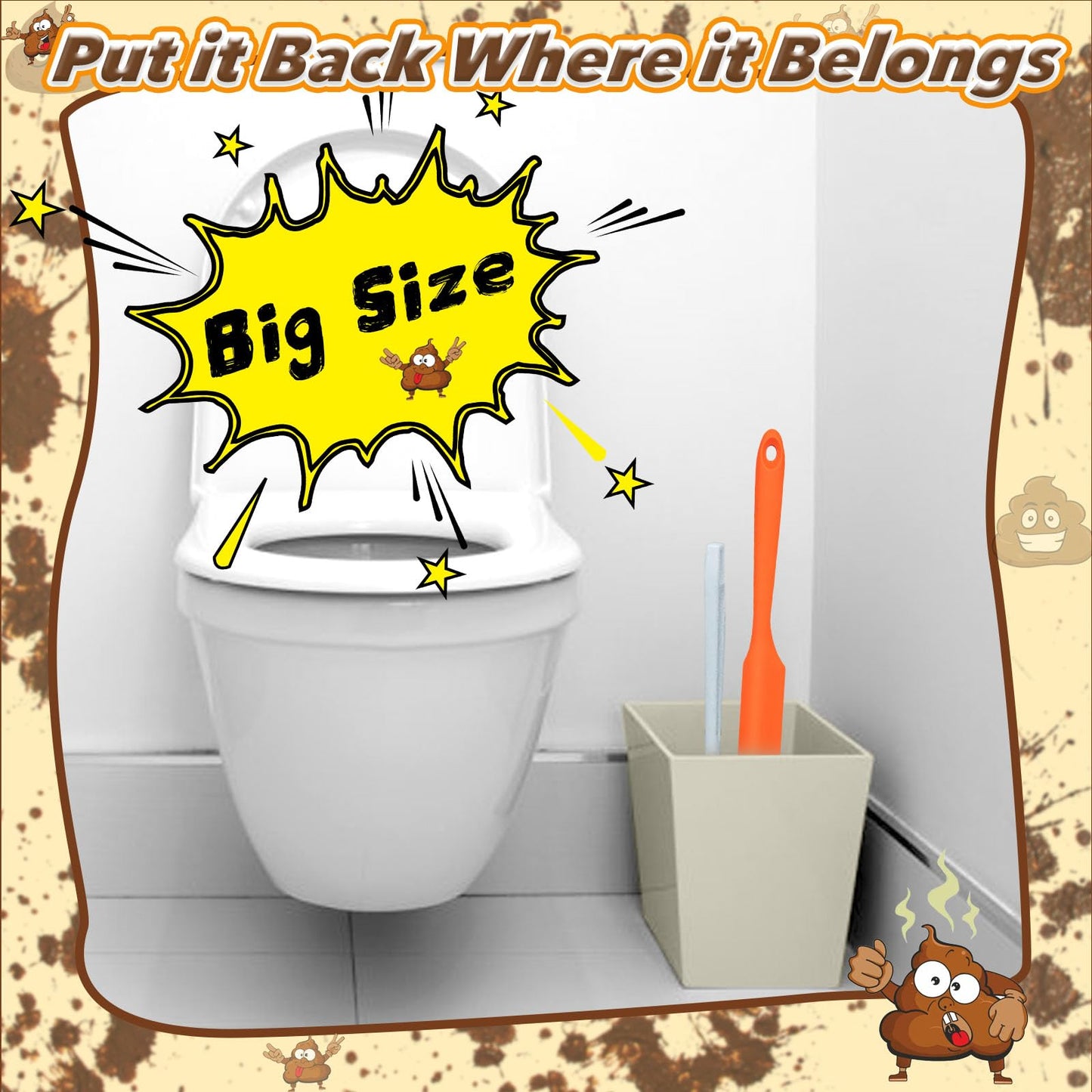 COZYMATE Big Size Poop Divider Knife 12.5in – Orange Toilet Accessory