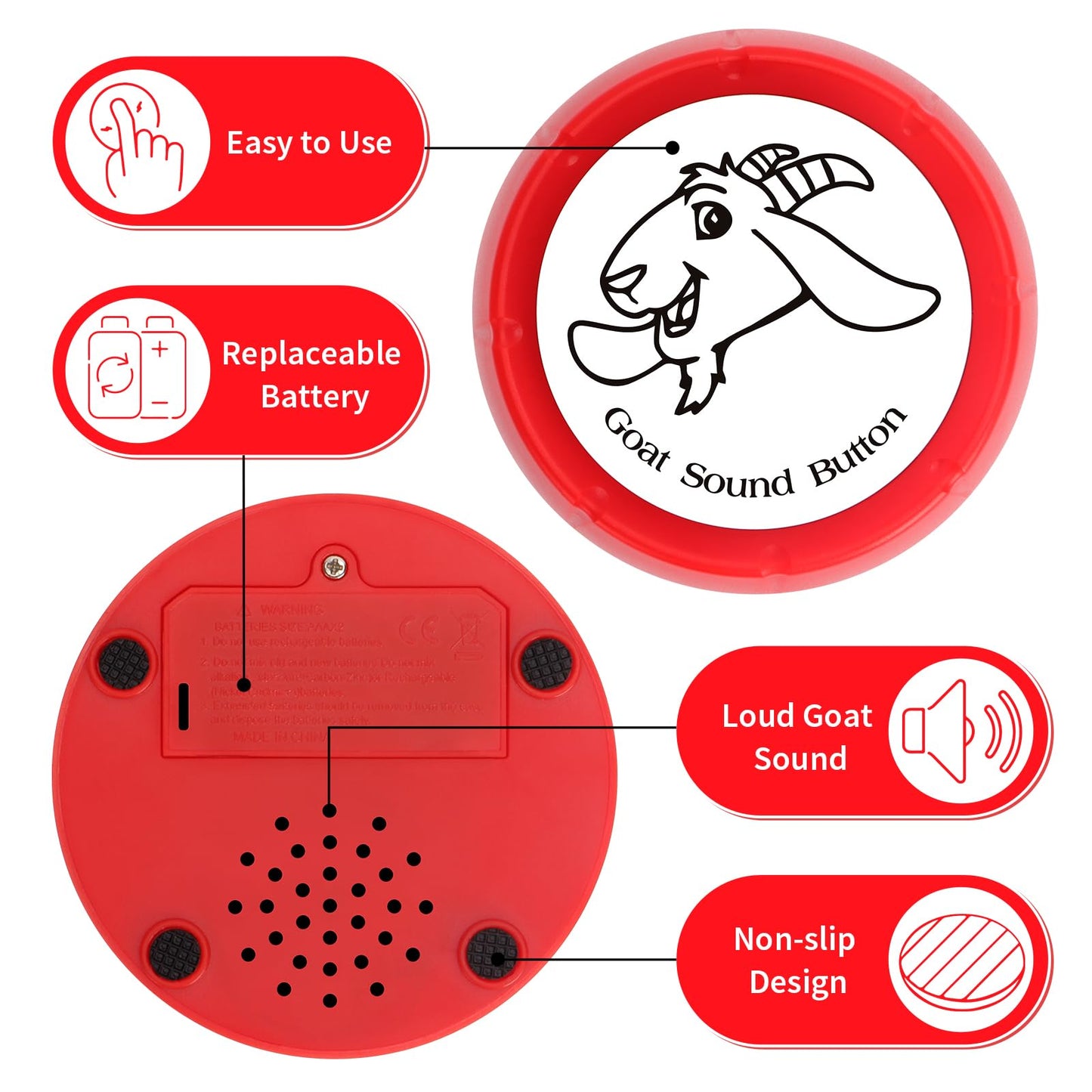 COZYMATE Shrieking Goat Button – Goat Sound Prank for Office & Party