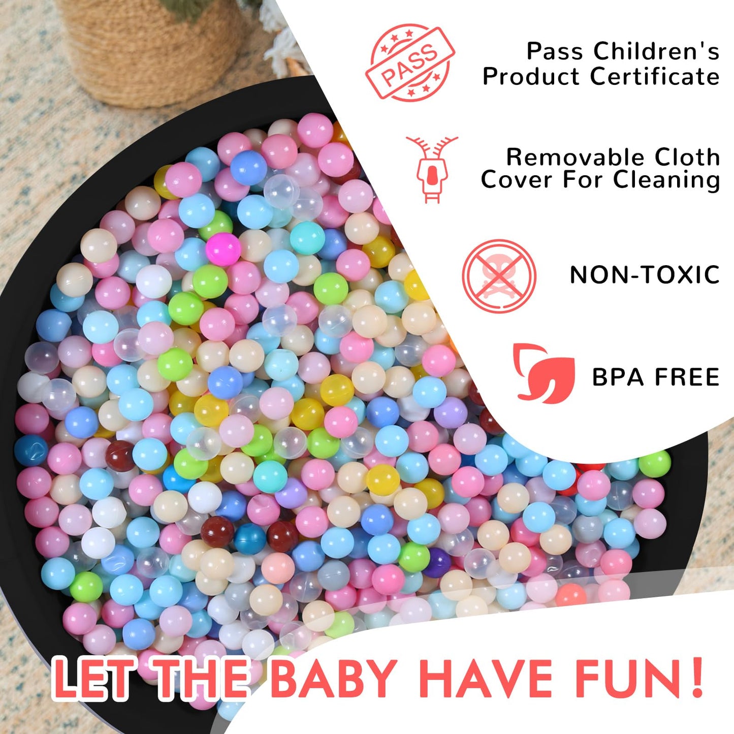 COZYTRAUM Foam Ball Pit for Kids – 47 Inch Soft Ball Pool