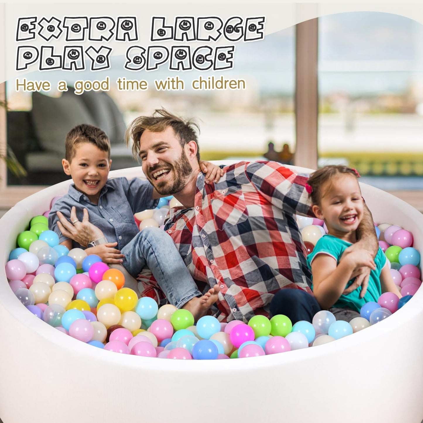 COZYTRAUM Foam Ball Pit for Kids — 47-Inch Soft Memory Foam Ball Pool (Off-White)