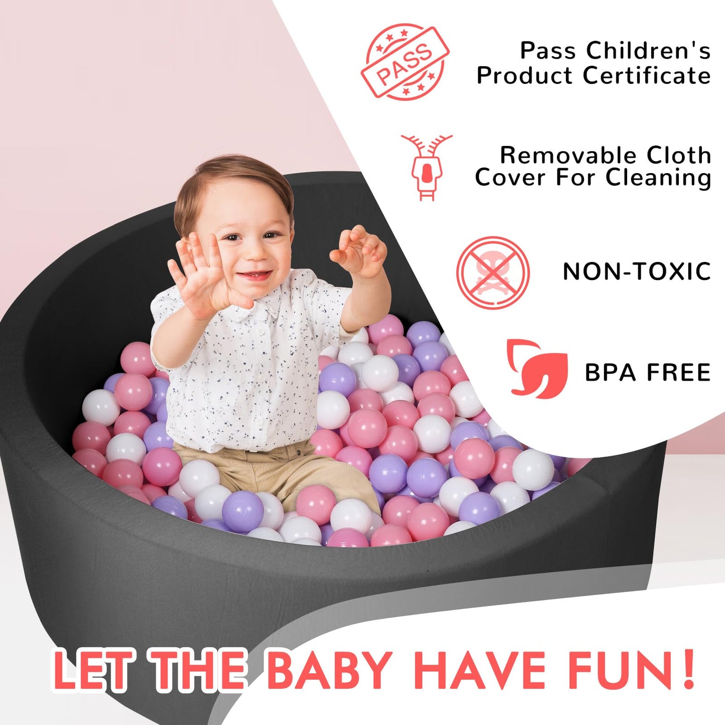 COZYTRAUM Foam Ball Pit – 35in x 13in Soft Memory Foam Kids Ball Pool