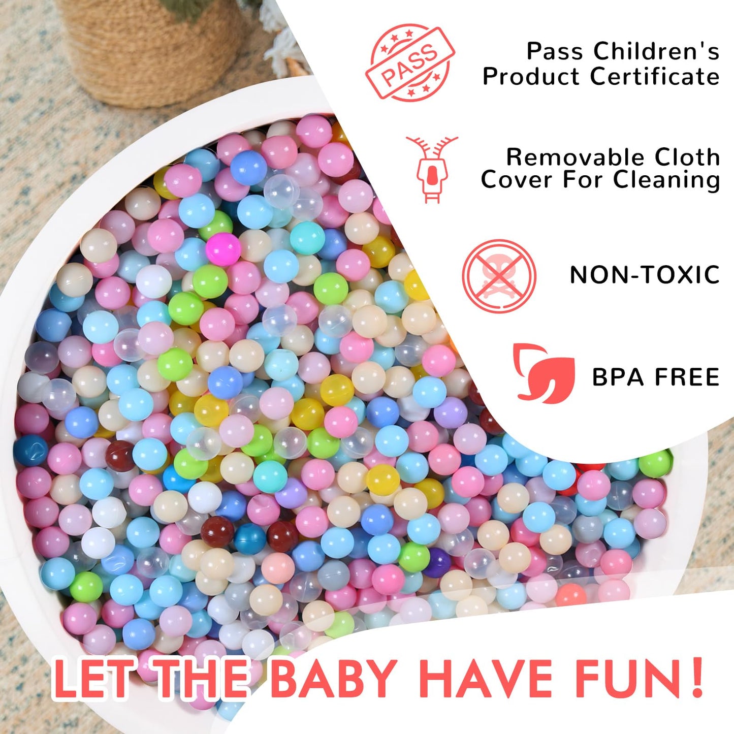 COZYTRAUM Foam Ball Pit for Kids — 47-Inch Soft Memory Foam Ball Pool (Off-White)