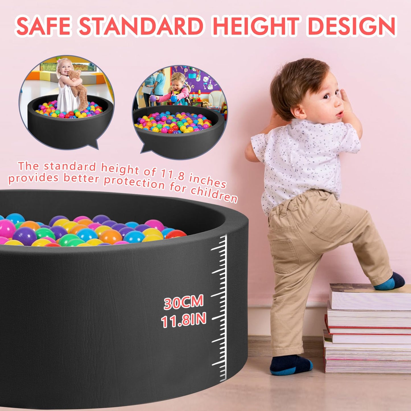 COZYTRAUM Foam Ball Pit – 35in x 13in Soft Memory Foam Kids Ball Pool
