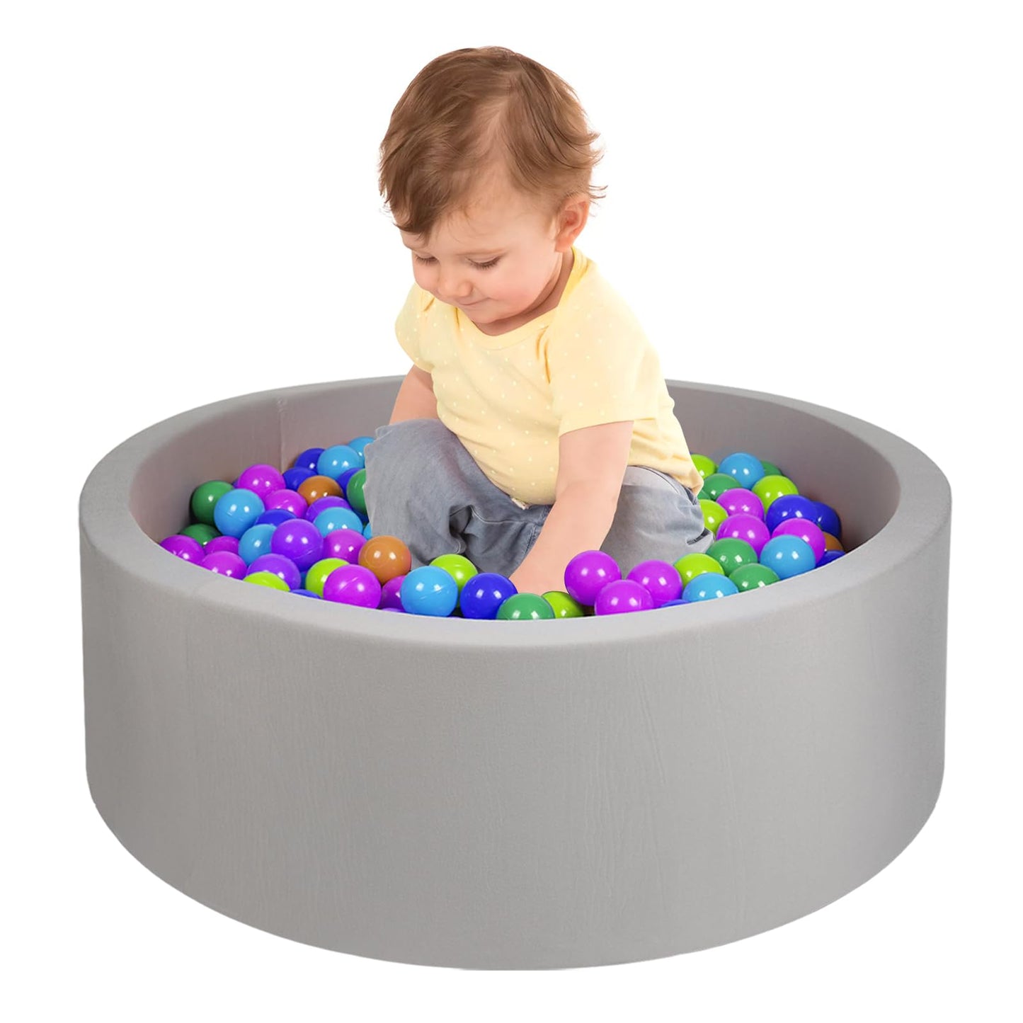 COZYTRAUM Foam Ball Pit for Kids — 27-Inch Memory Foam Ball Pool with 360° Protection