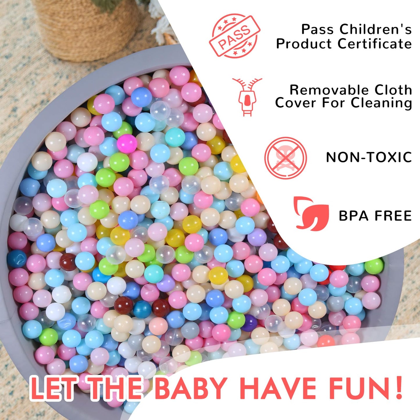 COZYTRAUM Foam Ball Pit for Kids – 47-Inch Safe Soft Ball Pool