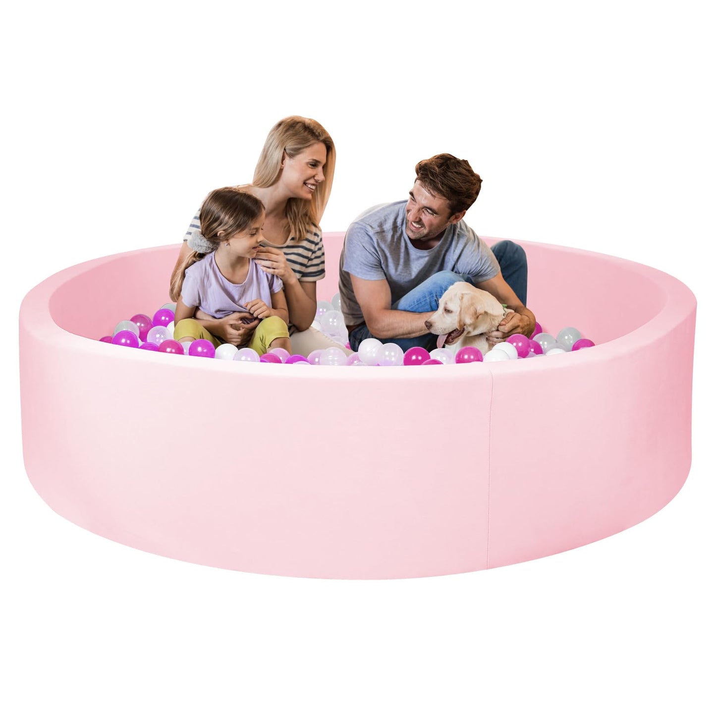 COZYTRAUM Foam Ball Pit for Kids – 47-Inch Pink Soft Ball Pool with Memory Foam Cushioning