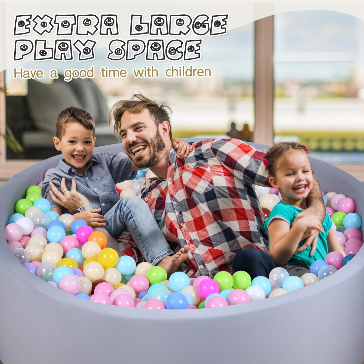 COZYTRAUM Foam Ball Pit for Kids – 47-Inch Safe Soft Ball Pool