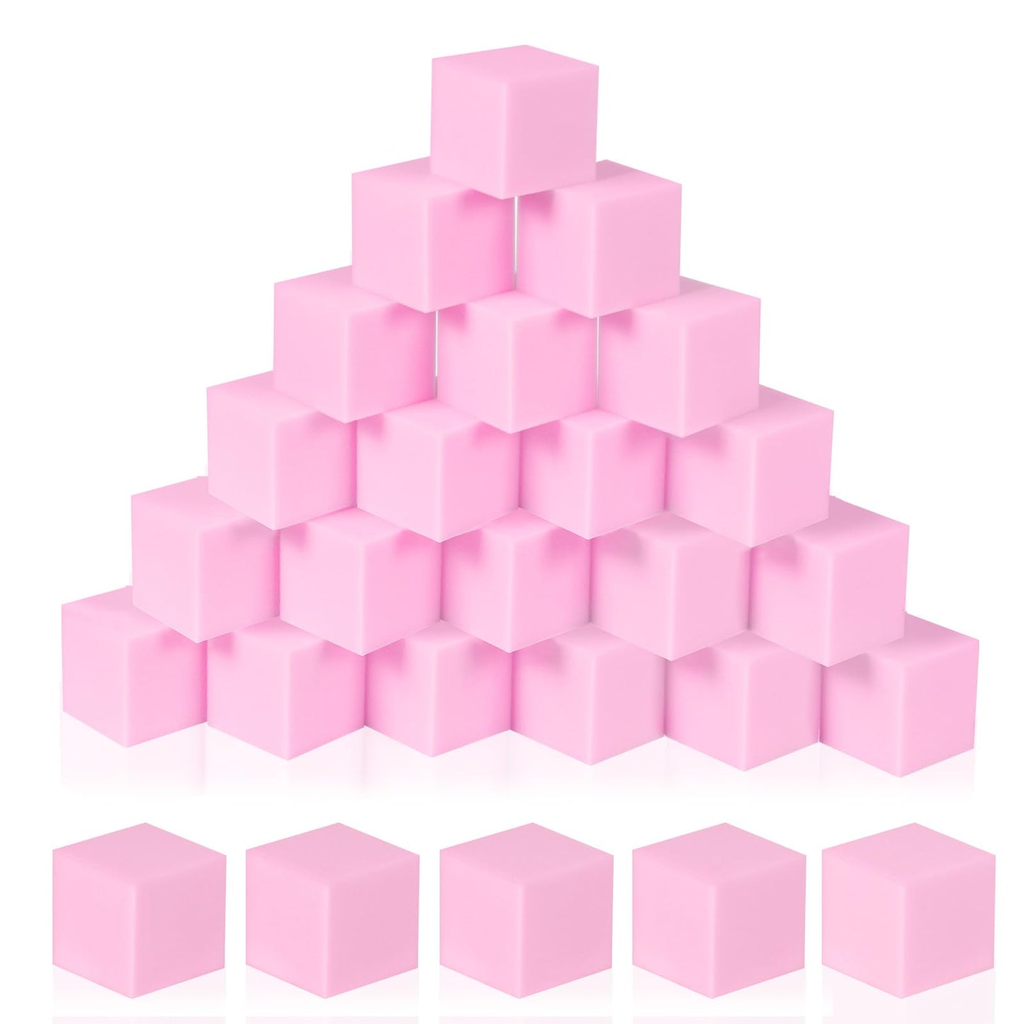 COZYTRAUM 48-Pack 5.12-Inch Pink Foam Cubes for Safe Indoor Play Pits, Trampolines & Gyms