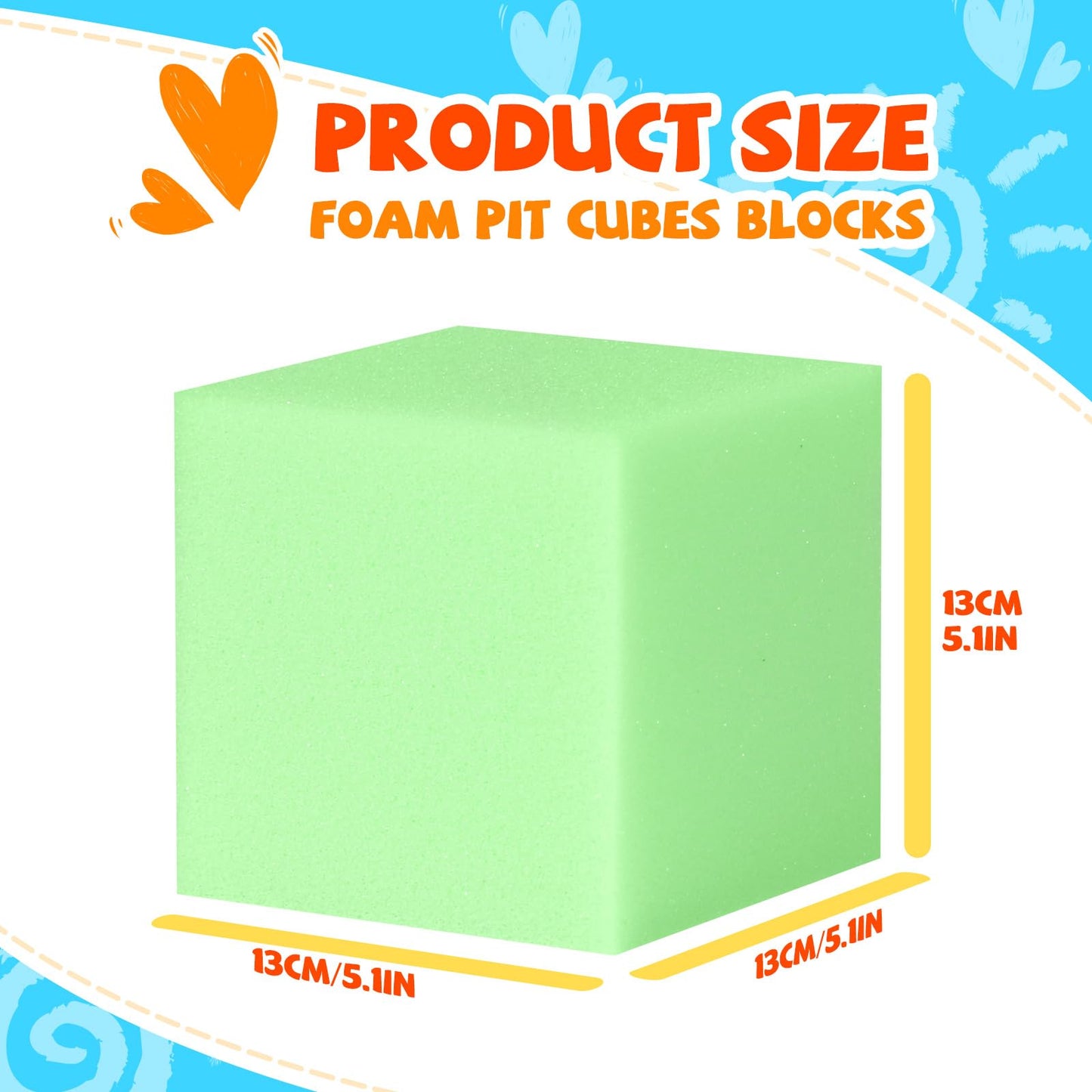 COZYTRAUM 48-Pack 5-Inch Foam Cubes - Soft Play Pit Fillers for Indoor Games, Trampoline & Climbing Mats