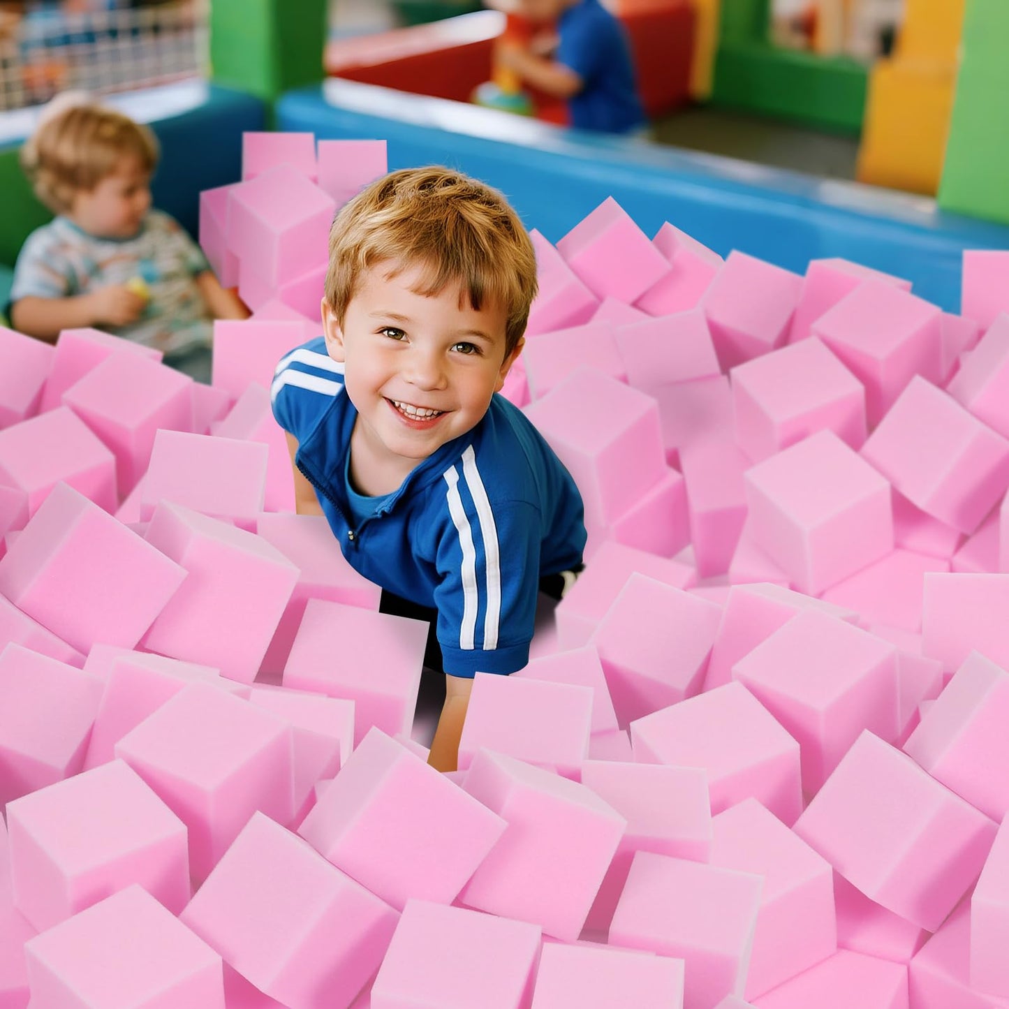 COZYTRAUM 48-Pack 5.12-Inch Pink Foam Cubes for Safe Indoor Play Pits, Trampolines & Gyms