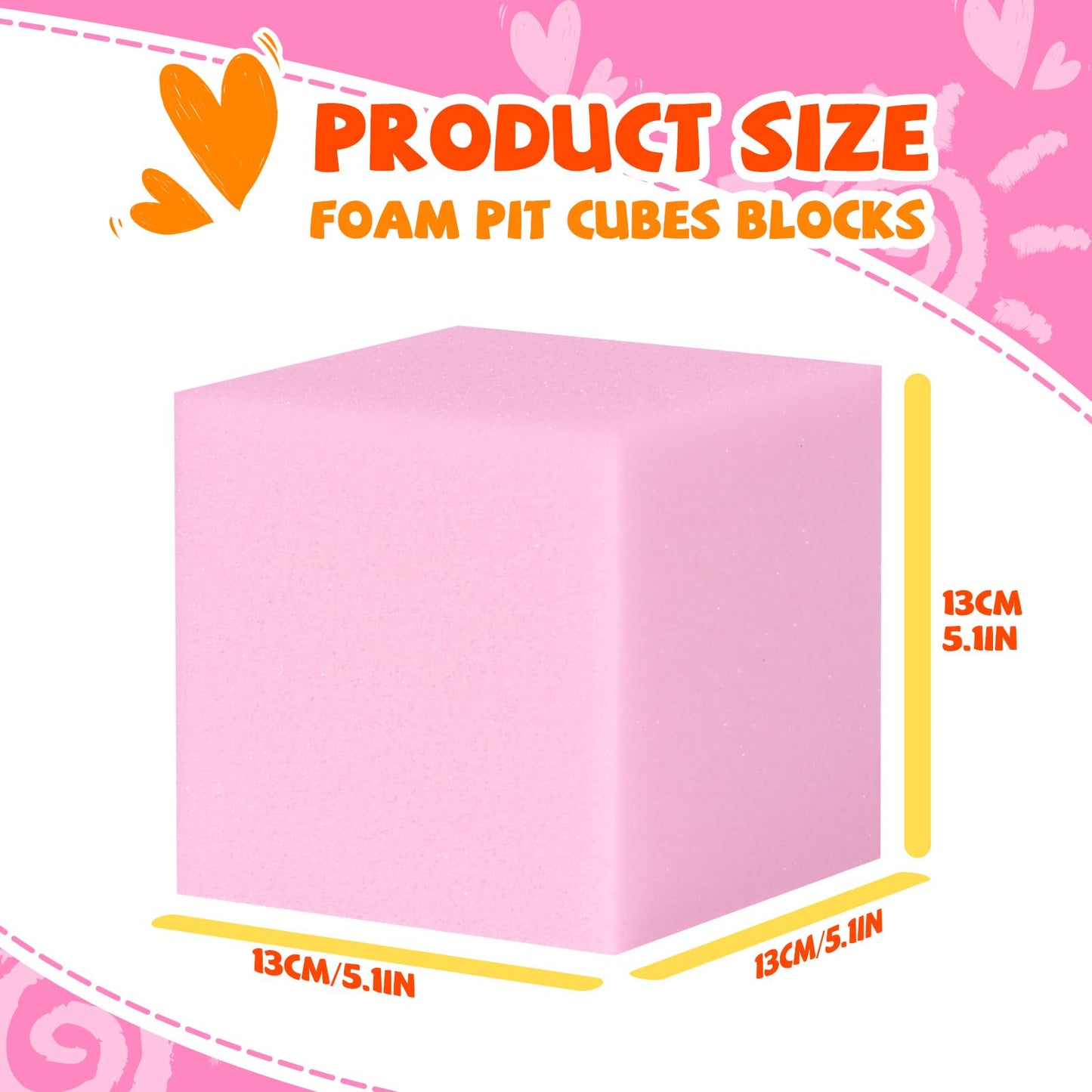 COZYTRAUM 48-Pack 5.12-Inch Pink Foam Cubes for Safe Indoor Play Pits, Trampolines & Gyms