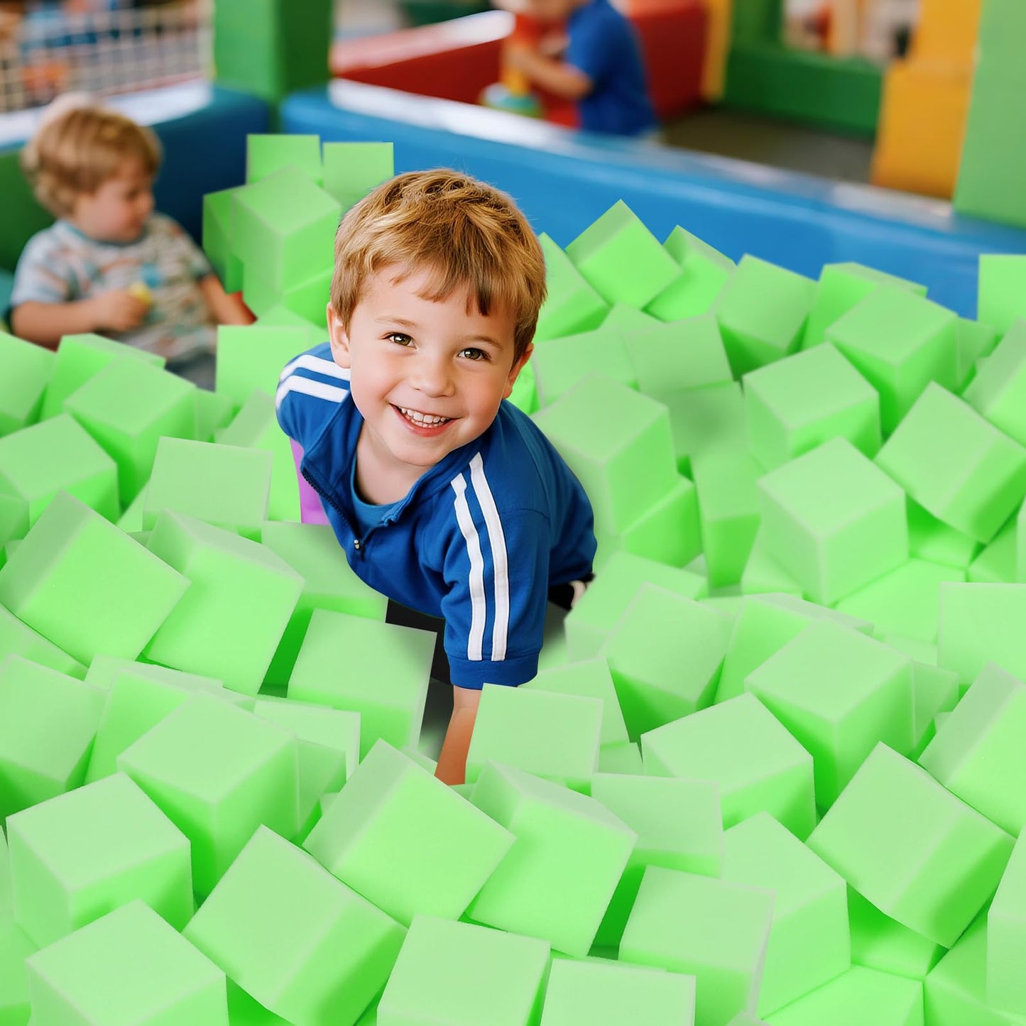 COZYTRAUM 48-Pack 5-Inch Foam Cubes - Soft Play Pit Fillers for Indoor Games, Trampoline & Climbing Mats