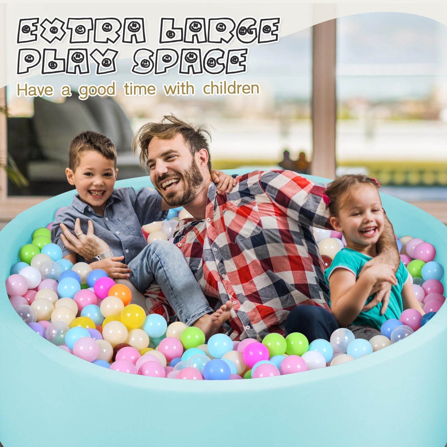 COZYTRAUM Foam Ball Pit for Kids – 47 Inch Blue, Safe and Soft Play